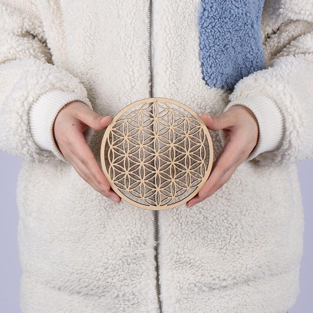 HomeSoGood 3Pcs Crystal Grid Board Sacred Geometry Wall Art Set Metatron Cube, Home Decor Handmade Coasters Craft Making Ornament - Image 5