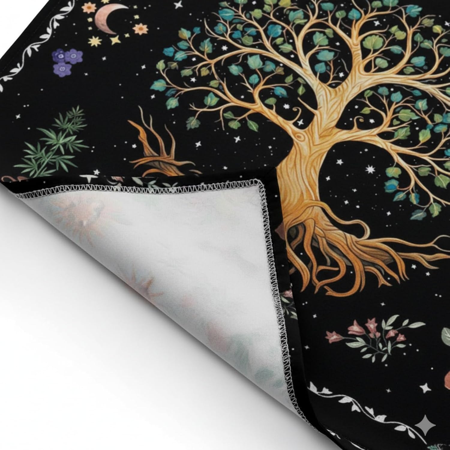 Tree of Life Tarot Cloth and Tarot Bag Set, Altar Cloth for Reading, Portable Tarot Card Bag Pouch for Travel, Witchcraft Supplies & Card Display with Tree Pattern (19.2Inch x 19.2Inch) - Image 4