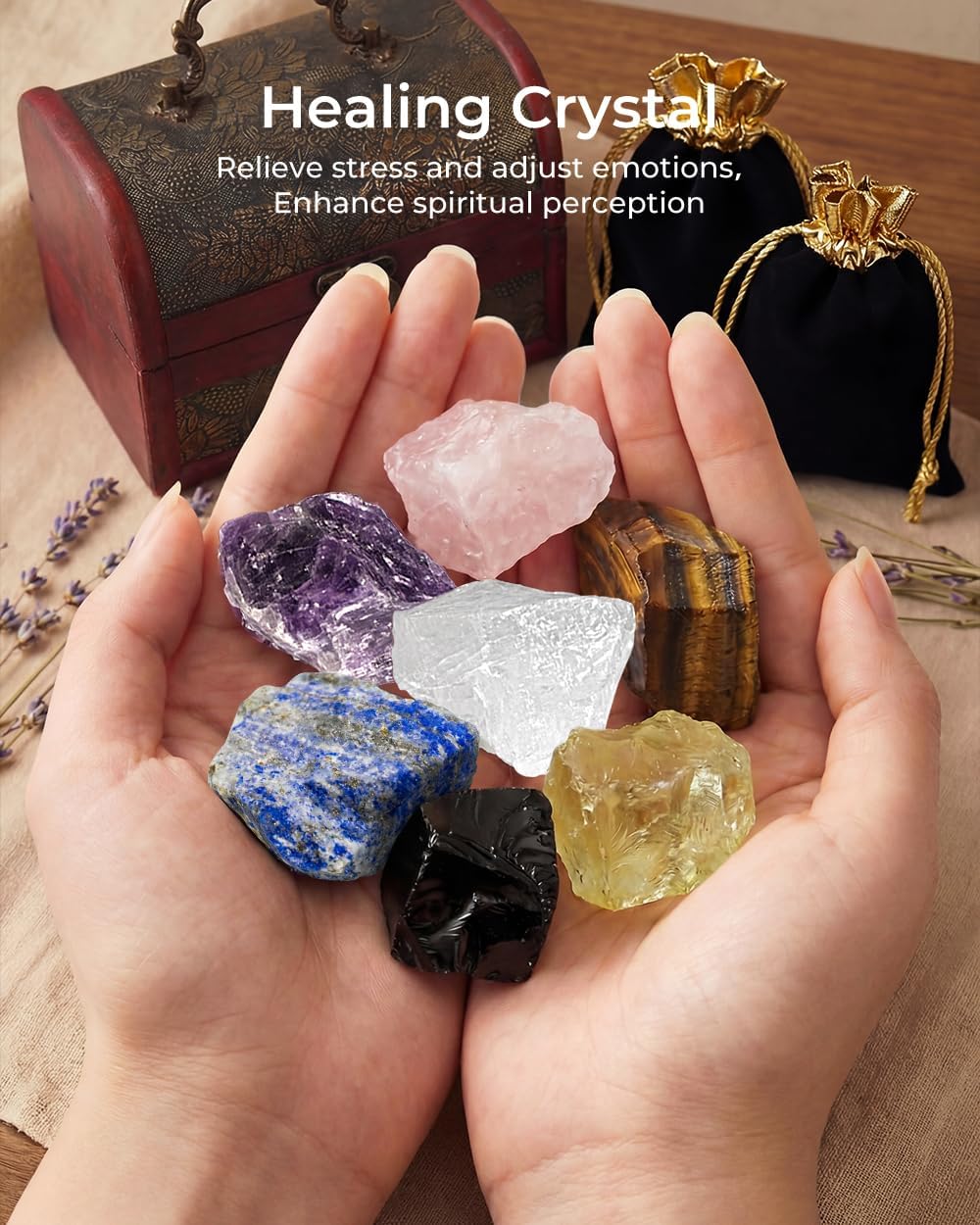 Crystals and Healing Stones - Thumb Worry Stones for Stress Relief Gifts - 7 Chakra Crystal Stones Set, Real Natural Raw Reiki Positive Energy for Meditation, Birthday Crystal Gifts Set for Women - Image 7