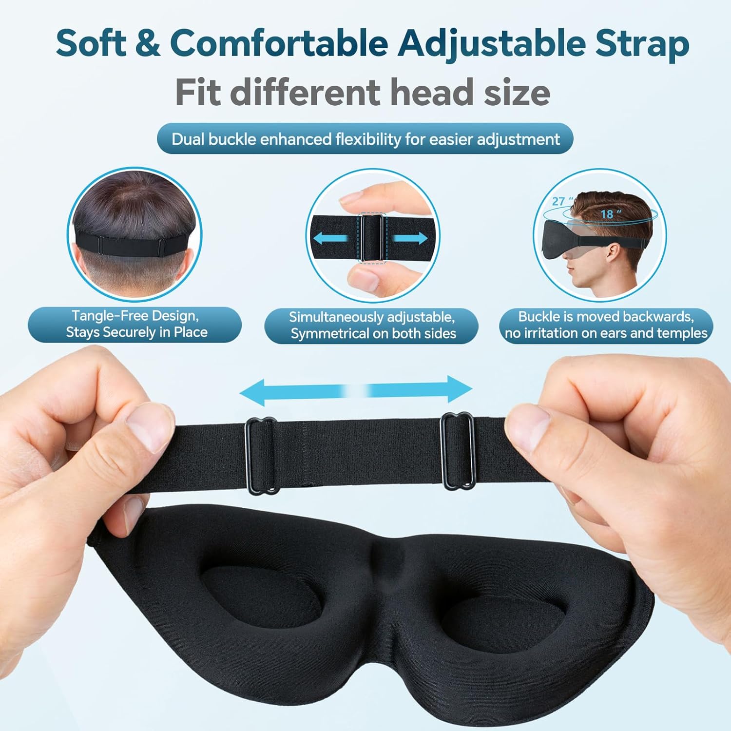 ZGGCD Sleep Mask for Side Sleeper, Light Blocking Sleeping Eye Mask for Women Men, 3D Contoured Cup Night Blindfold, Luxury Eye Cover Eyeshade with Adjustable Strap for Travel, Nap, Black - Image 6