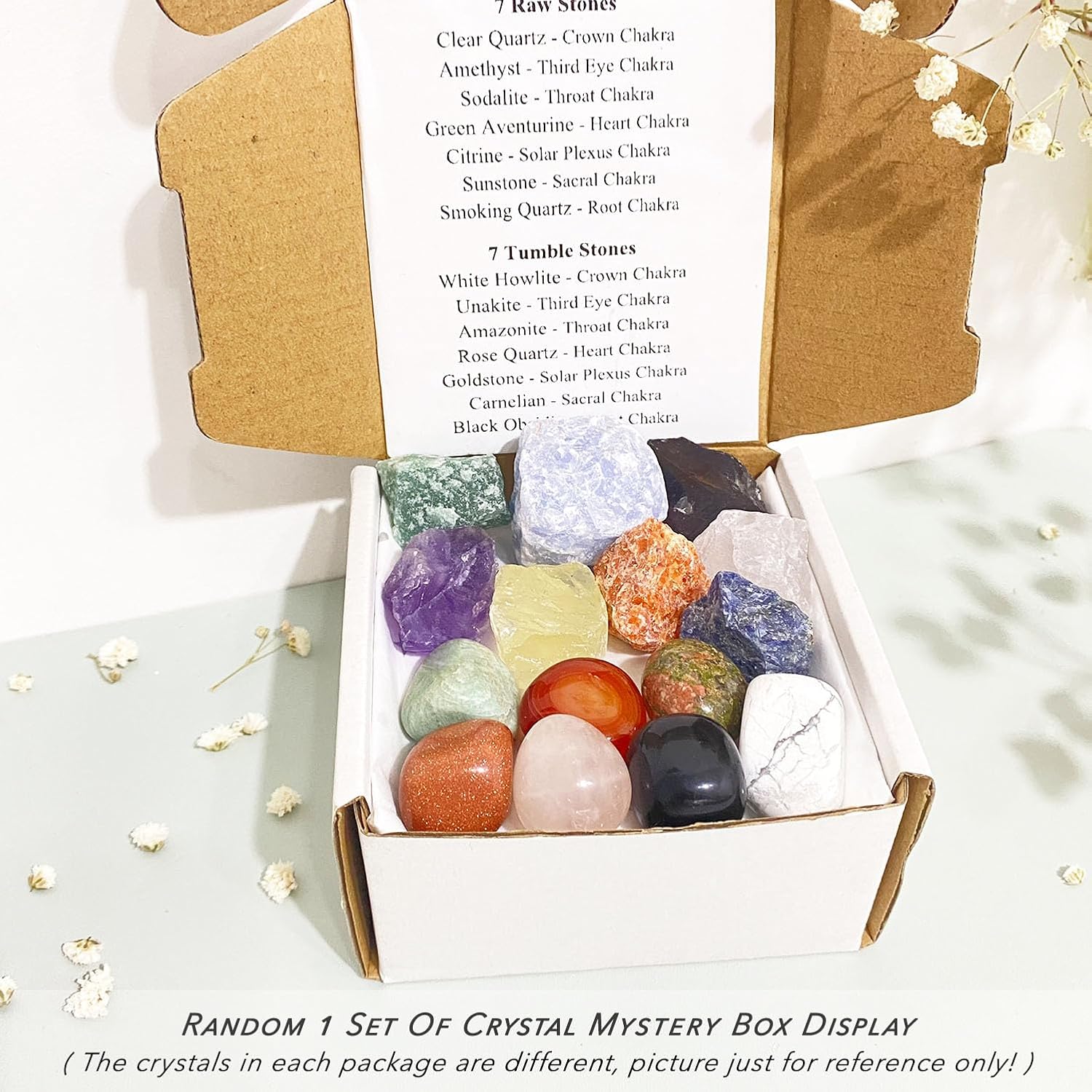 15 Pcs Mystery Crystals and Healing Stones, Natural Healing Crystals Surprise Gift Set for Meditation, Reiki, Home Decor - Image 4