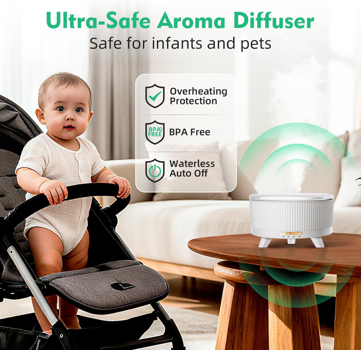 20-Hour Long-Lasting Aromatherapy, 500ML Large Essential Oil Diffuser: Ultrasonic Cool Mist Humidifier with Remote Control, 7 Color Lights, Timer, Auto-Off for Home/Bedroom/Yoga (White) - Image 8