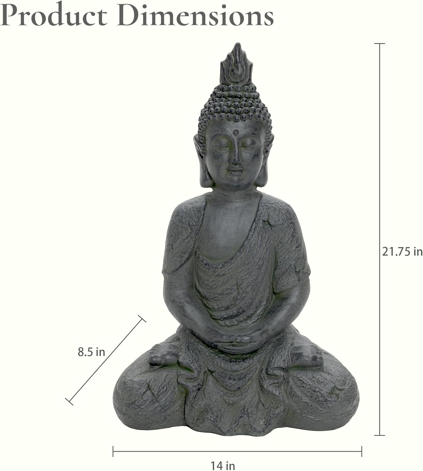 LuxenHome Large Buddha Statue Outdoor and Indoor, 22" Fiber Stone Meditating Buddhas Garden Statues Outdoor, Zen Buddha Garden Sculptures & Statues, Outdoor Statues for Patio, Backyard Deck - Image 2