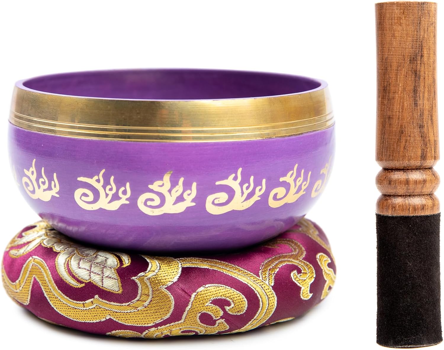 Tibetan Singing Bowl Set - 4" Easy To Play Authentic Handmade For Meditation Sound 7 Chakra Healing By HIMALAYAN BAZAAR (Purple, 4") - Image 4