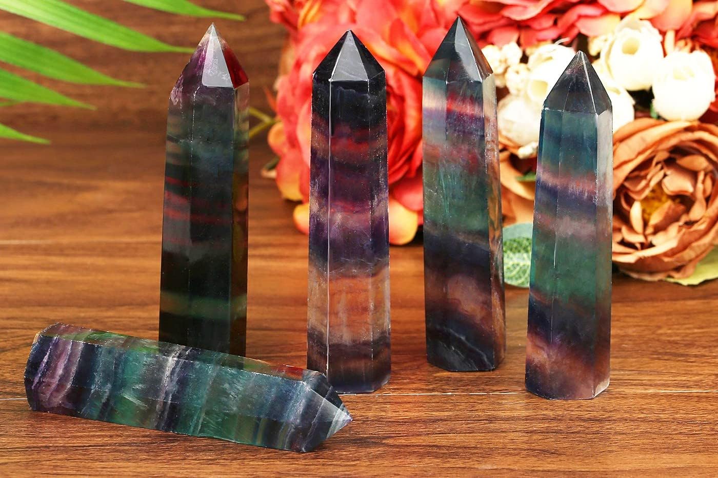 LAIDANLA Fluorite Healing Crystals Wands 3.5-4" Polishing Natural Reiki Energy Wand Stone Hexagonal Point Obelisk Large Crystal Gemstones for Meditation Therapy Crystal Grid Gifts Decoration 1Pcs - Image 3