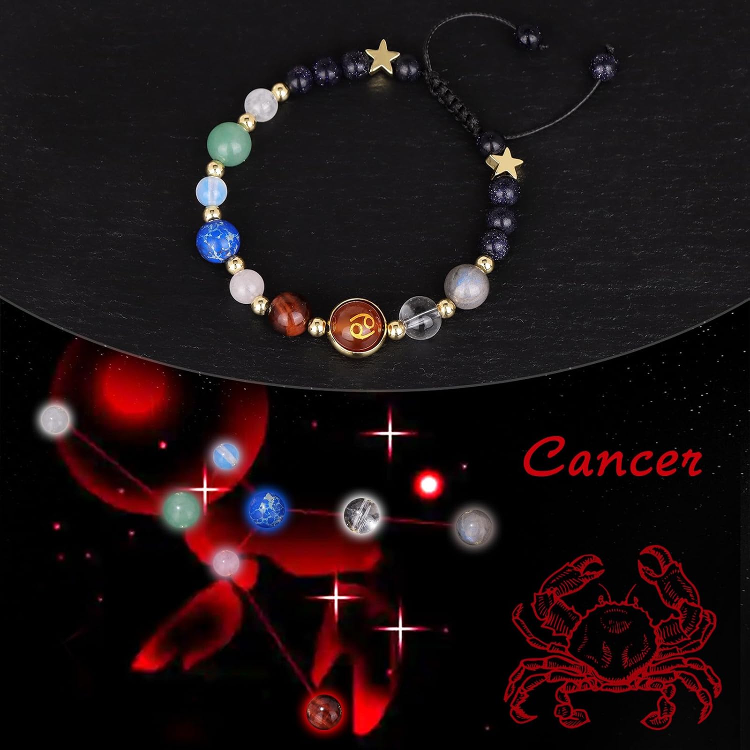 Vinswet Zodiac Bracelets for Women Men,12 Constellations Healing Crystal Stone Beads Bracelet Birthday Zodiac Gifts Horoscope Spiritual Jewelry Bracelet Gifts - Image 2