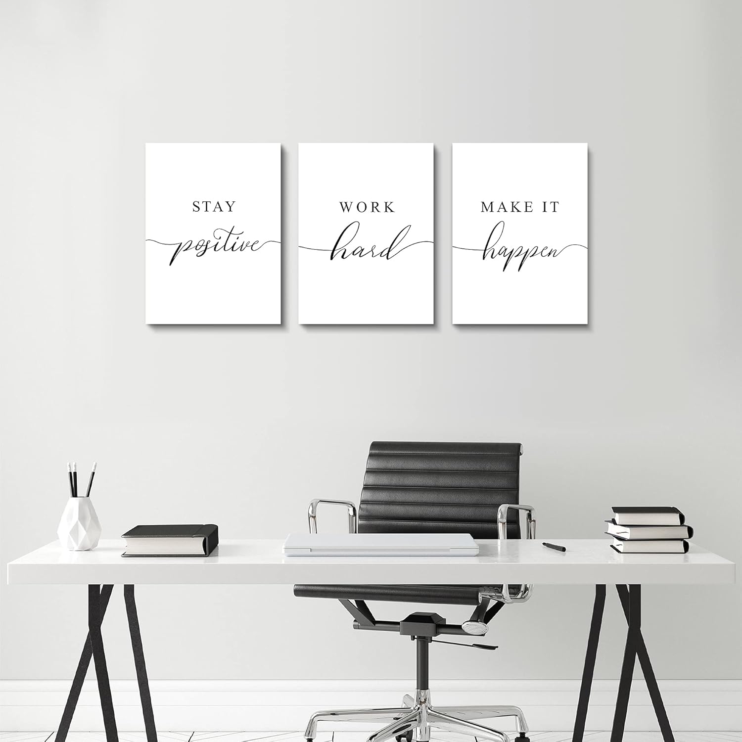 Framed Canvas Wall Art Positive Quote, Office Art, White Large Poster, Motivational Artwork Set of 3 Prints, Inspirational Poster Prints (G-3pcs,12x16inchx3pcs) - Image 3