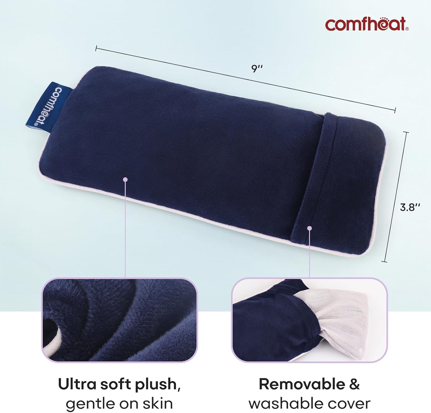 Unscented Weighted Eye Pillow - Soft Plush Removable Cover, Moist Heat & Cold Therapy, Natural Aromatherapy Eye Compress Pillow for Relaxation, Yoga, Meditation, and Sleep, Navy Blue - Image 4