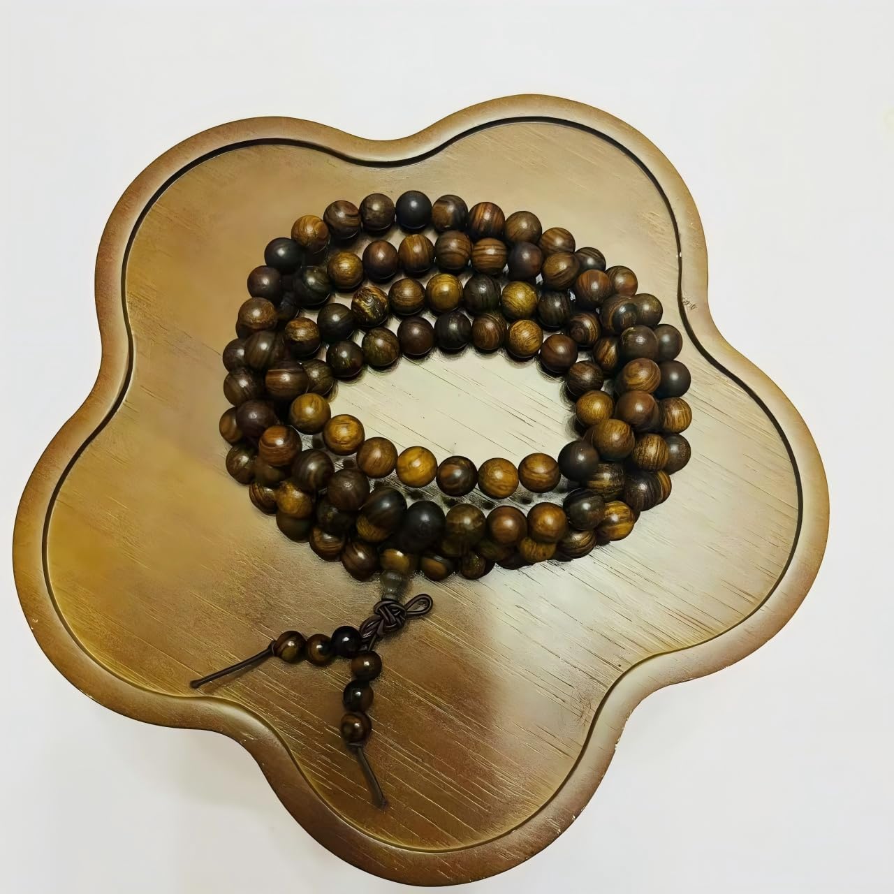 Handmade Mala Beads Bracelet 108 8mm Prayer Meditation Bracelet Sandalwood Elastic, Buddhist Beads, Prayer Mala Necklace for Men and Women Gifts - Image 3