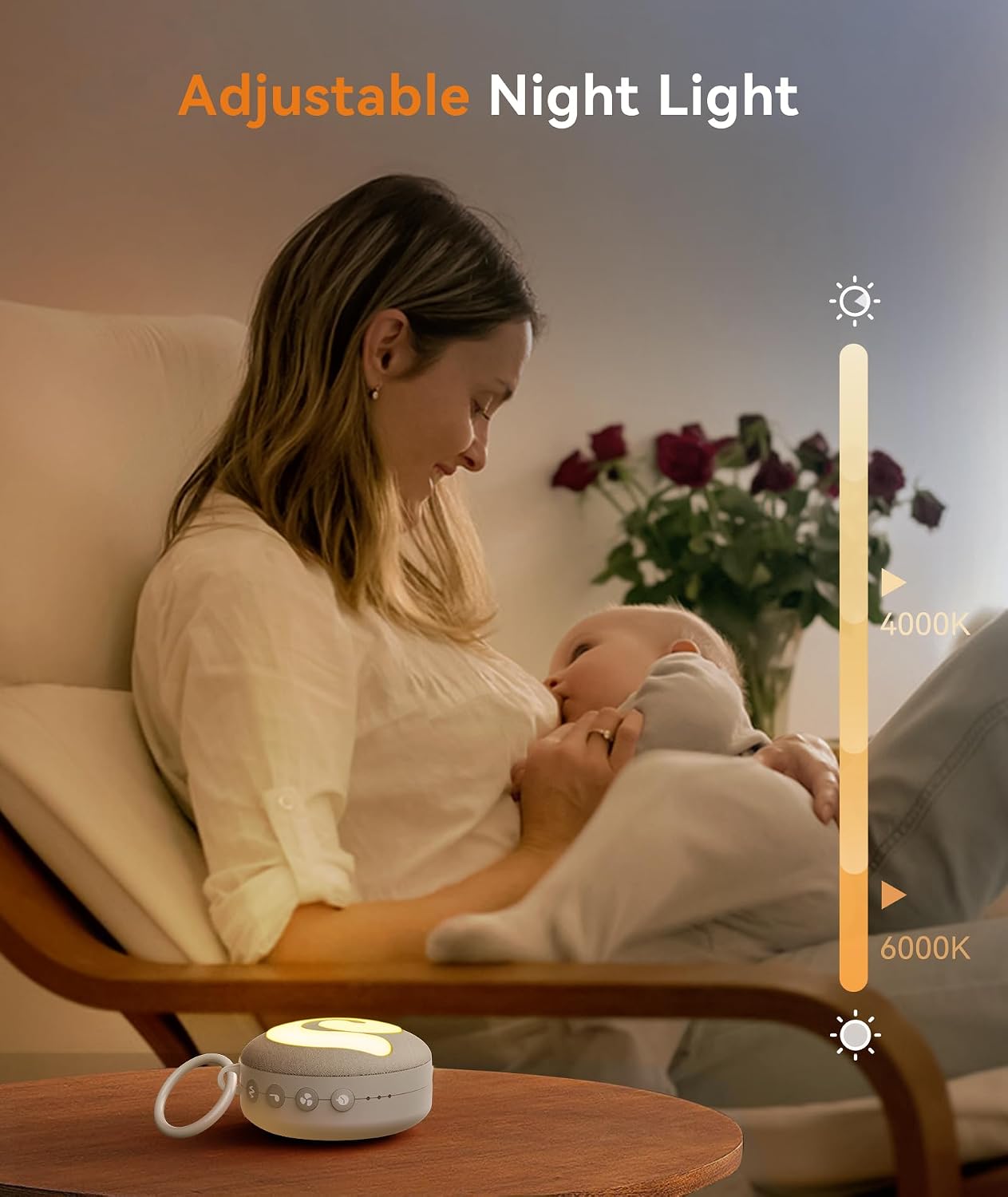 Dreamegg Portable Sound Machine Baby - D11 White Noise Machine for Baby Sleeping with Night Light, White Noise, Lullaby, Nature Sounds, Child Lock, USB Rechargeable Sound Machine for Travel Nursery - Image 4