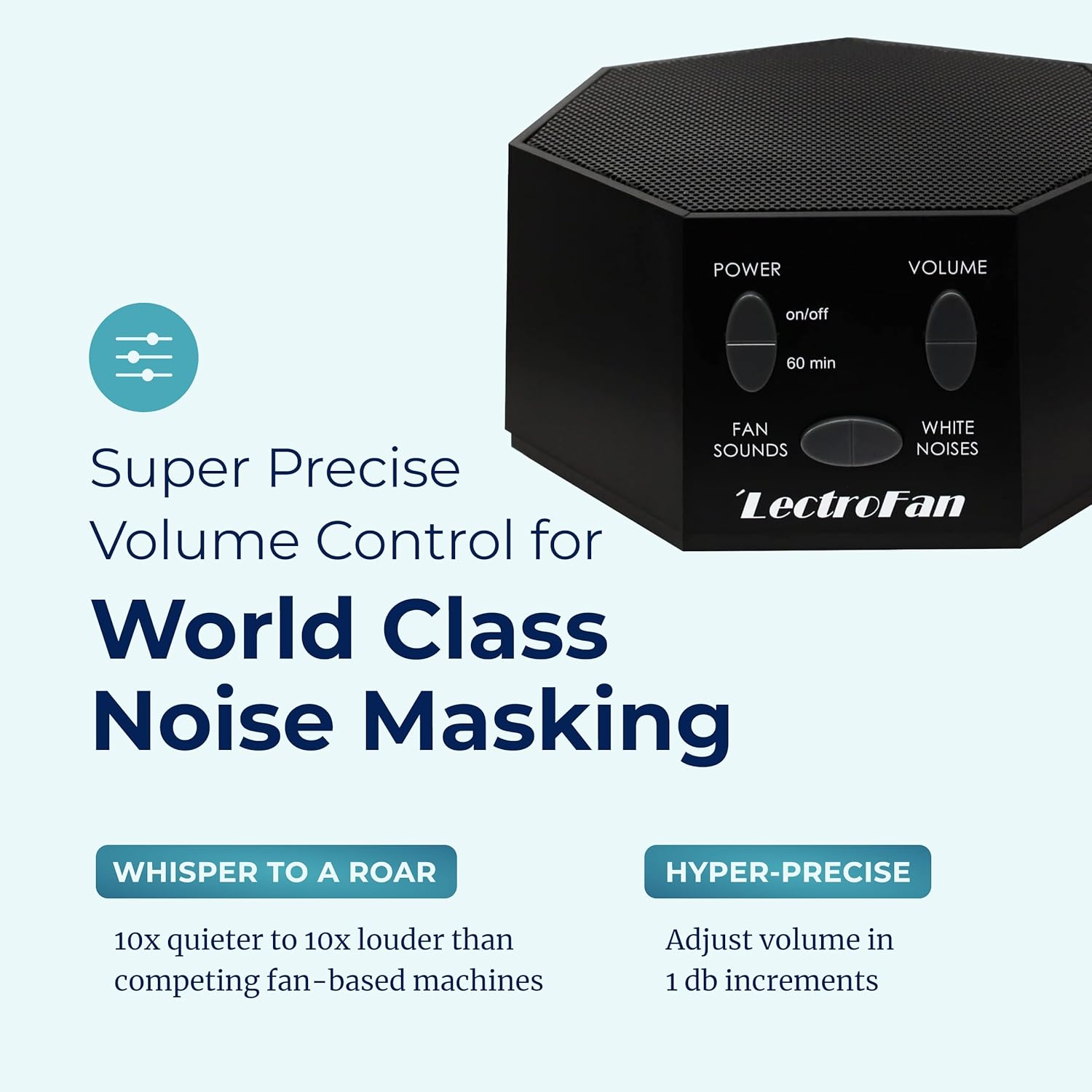 Adaptive Sound Technologies LectroFan Classic - Soothing Sound Machine for Sleep - Built-in Sleep Timer - Compact Design - Non-Looping Sounds - Speech Privacy - Black - Image 5