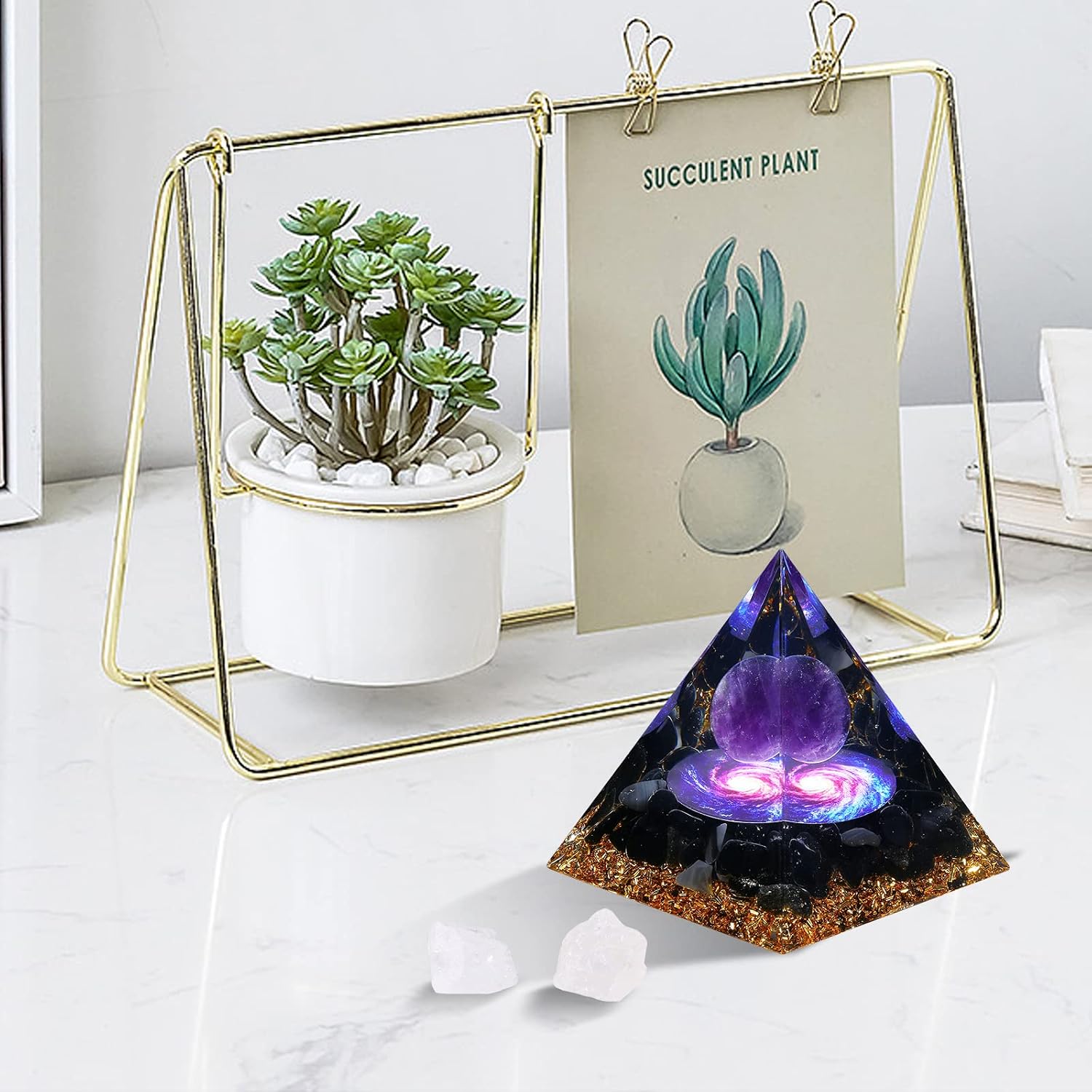 Hopeseed Orgone Pyramid for Positive Energy, Orgonite Amethyst&Obsidian Healing Crystal Pyramids for Reduce Stress Chakra Reiki Healing Meditation Attracts Lucky and Success - Image 7