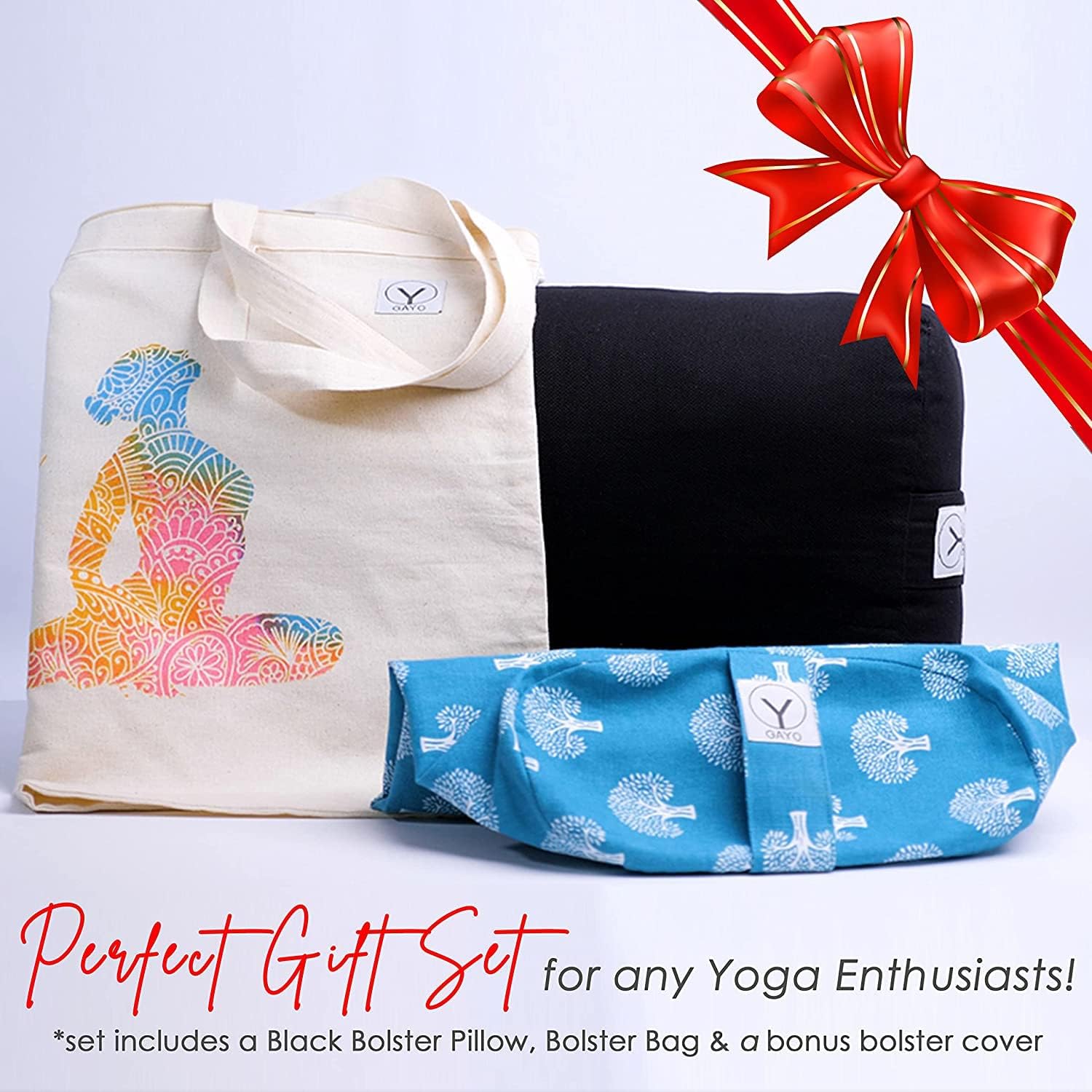 Y O GAYO Yoga Bolster - Made with 100% Cotton, Yoga Pillow Set Includes Extra Washable Cover and Carry Bag - Image 6