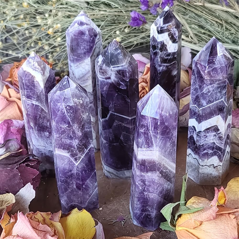 4Pcs 5.9 Inch Natural Crystal Obelisk Tower Set, Polished Hexagonal Point Wand, Obsidian Labradorite Amethyst Tiger's Eye Stone, Reiki Healing Crystal Obelisk Statue, Home Desktop Decor Spiritual Gift - Image 9