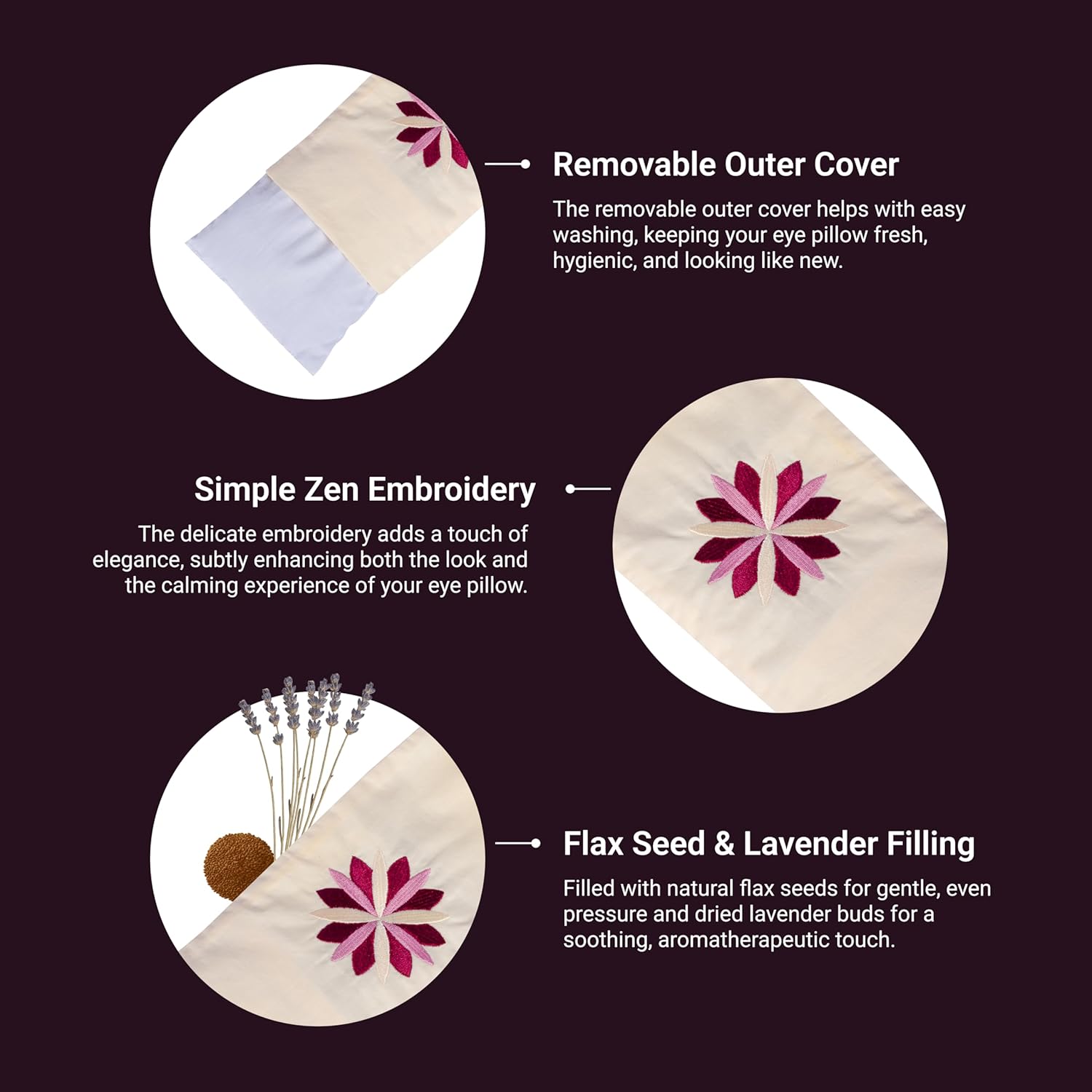 Tharie Organic Cotton Aromatherapy Eye Pillow with Flaxseed & Lavender, Hot & Cold Use, 23 x 13 cm - Image 4