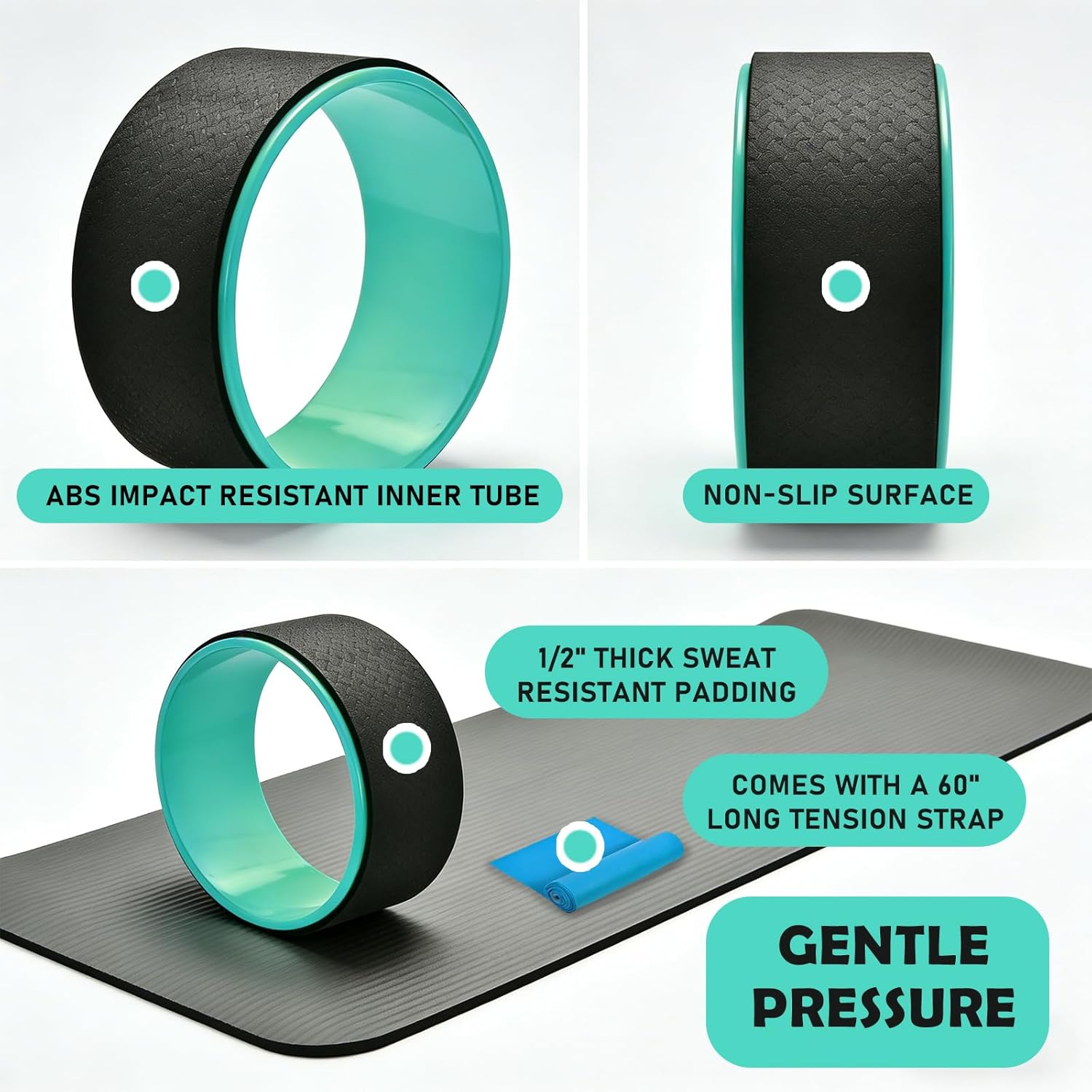 NGT Yoga Wheel 13 inch Yoga Wheel for Back Pain Strongest and Most Comfortable Dharma Yoga Prop Wheel with Free Yoga Bands - Image 4