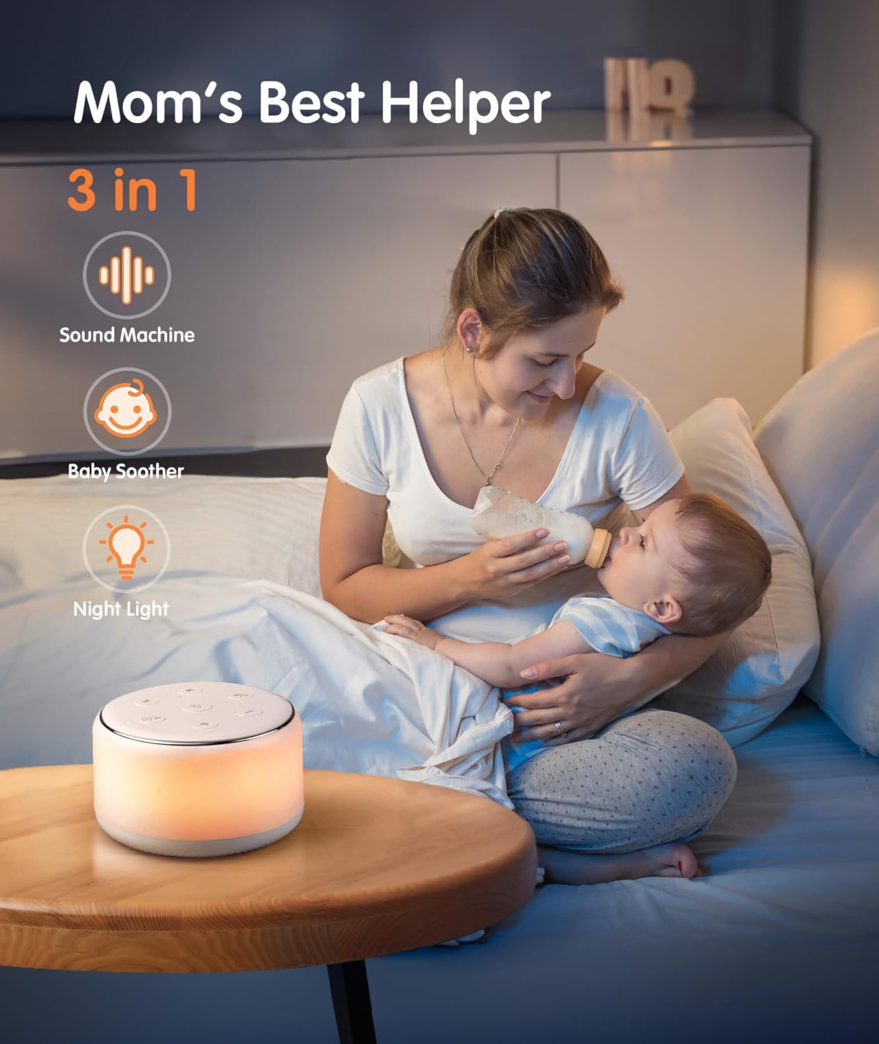 FamiSym White Noise Sound Machine Baby for Sleeping with Night Light – 34 Soothing Sounds, Rechargeable White Noise Machine for Kids Adults, Portable Lullaby Sleep Machine Baby Soother Home Travel - Image 2