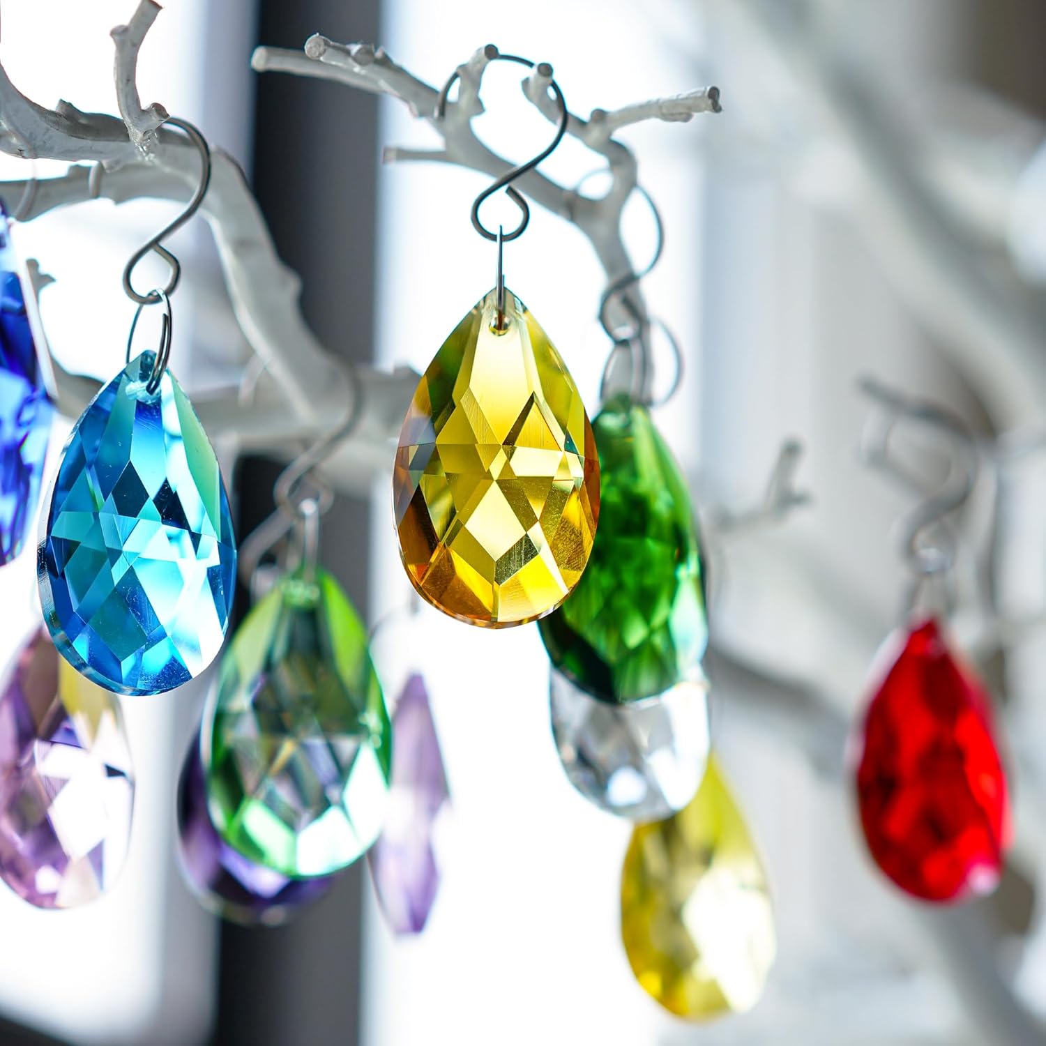 H&D HYALINE & DORA 38mm Multi-Color Feng Shui Faceted Decorating Crystal Grid Prism,Pack of 12 - Image 2