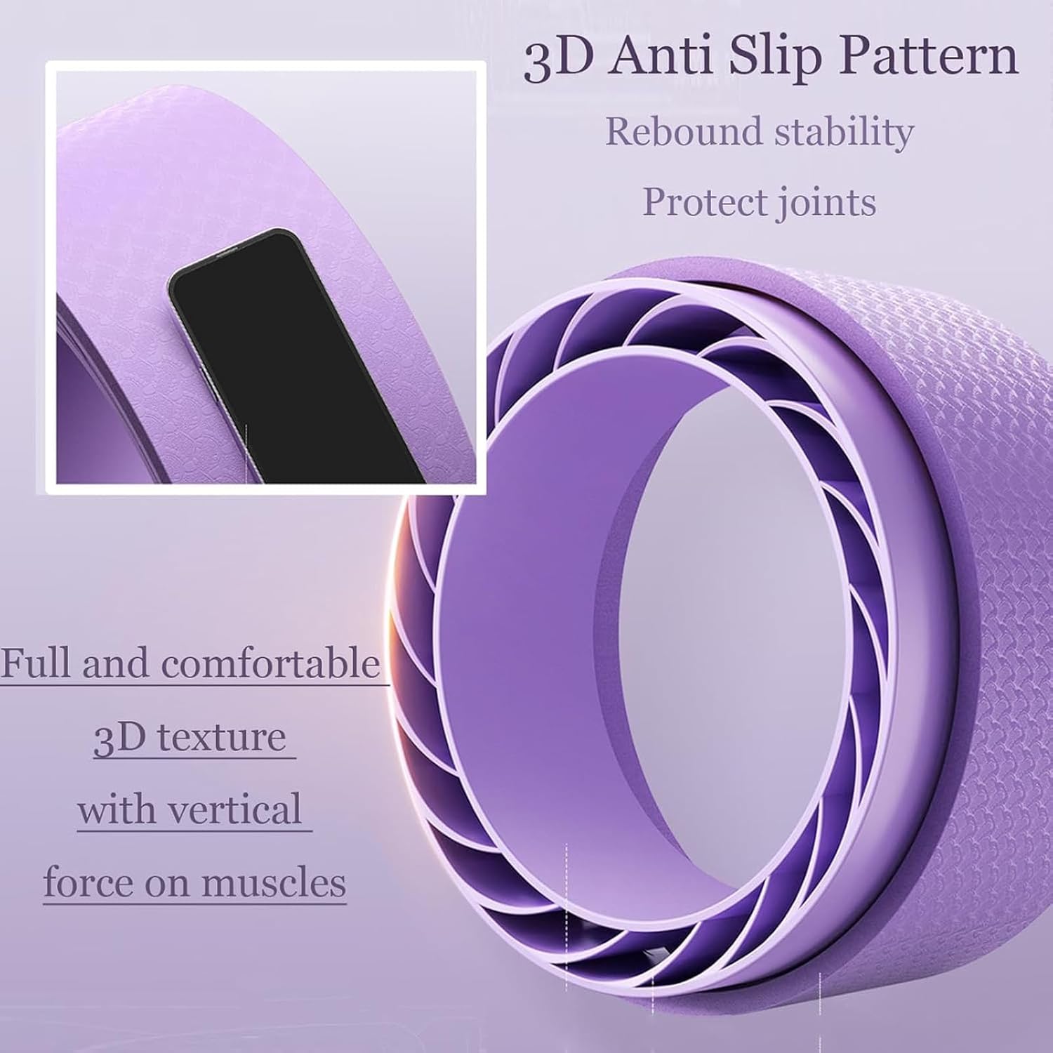 Curve magic wheel:Fit Prop Foam Padded Back Stretcher Wheel with Center Spine Cradle,Yoga Wheel for Improving Yoga Poses, Backbends Balance Stretching PainEssential high-value fitness tool - Image 4