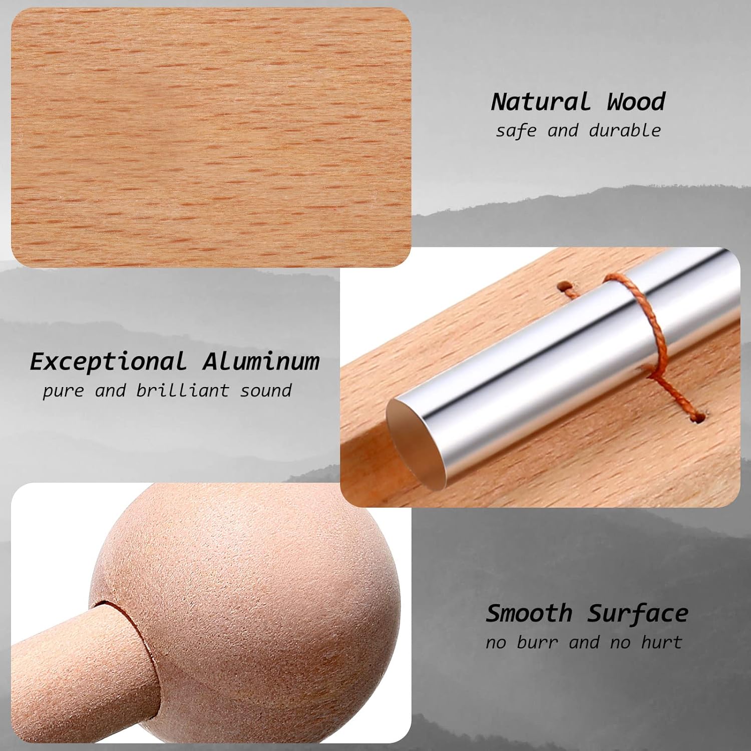 2 Set Hand Chimes for Classroom Meditation Chimes Bells Classroom Management Tools Instrument with Mallet for Meditation Yoga Prayer Teacher School (Single Tone,Wooden Color) - Image 2