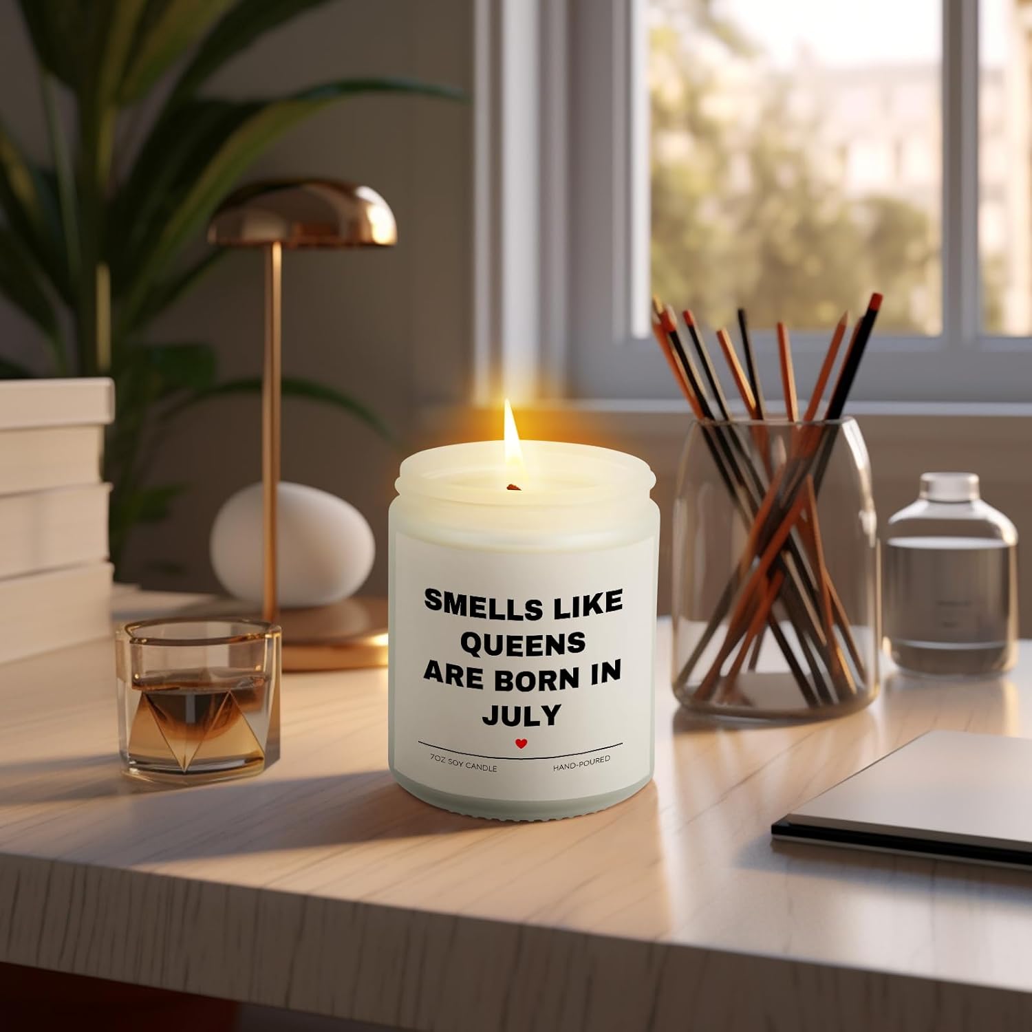 July Birthday Gifts for Women, Queens are Born in July Candle, 30th 40th 50th 60th Happy Bday Gift Idea for Girl Female Sister Mom Aunt Friend from Daughter Son Child Husband,7 OZ - Image 8