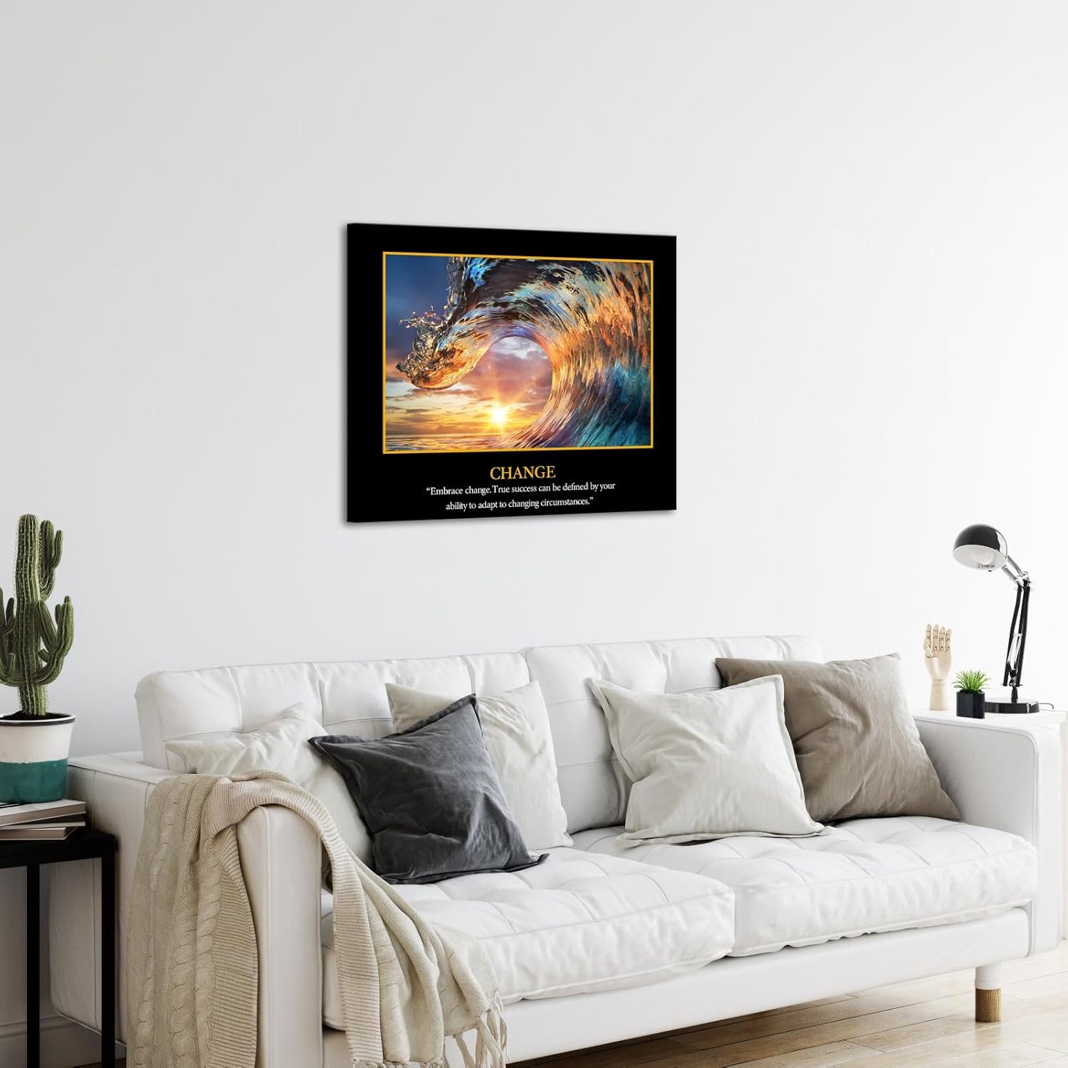 KREATIVE ARTS Motivational Self Positive Office Quotes Inspirational Success Teamwork Posters Canvas Prints Amazing Ocean Wave Pictures Sunset on Sea Landscape Wall Art 20x24 - Image 2