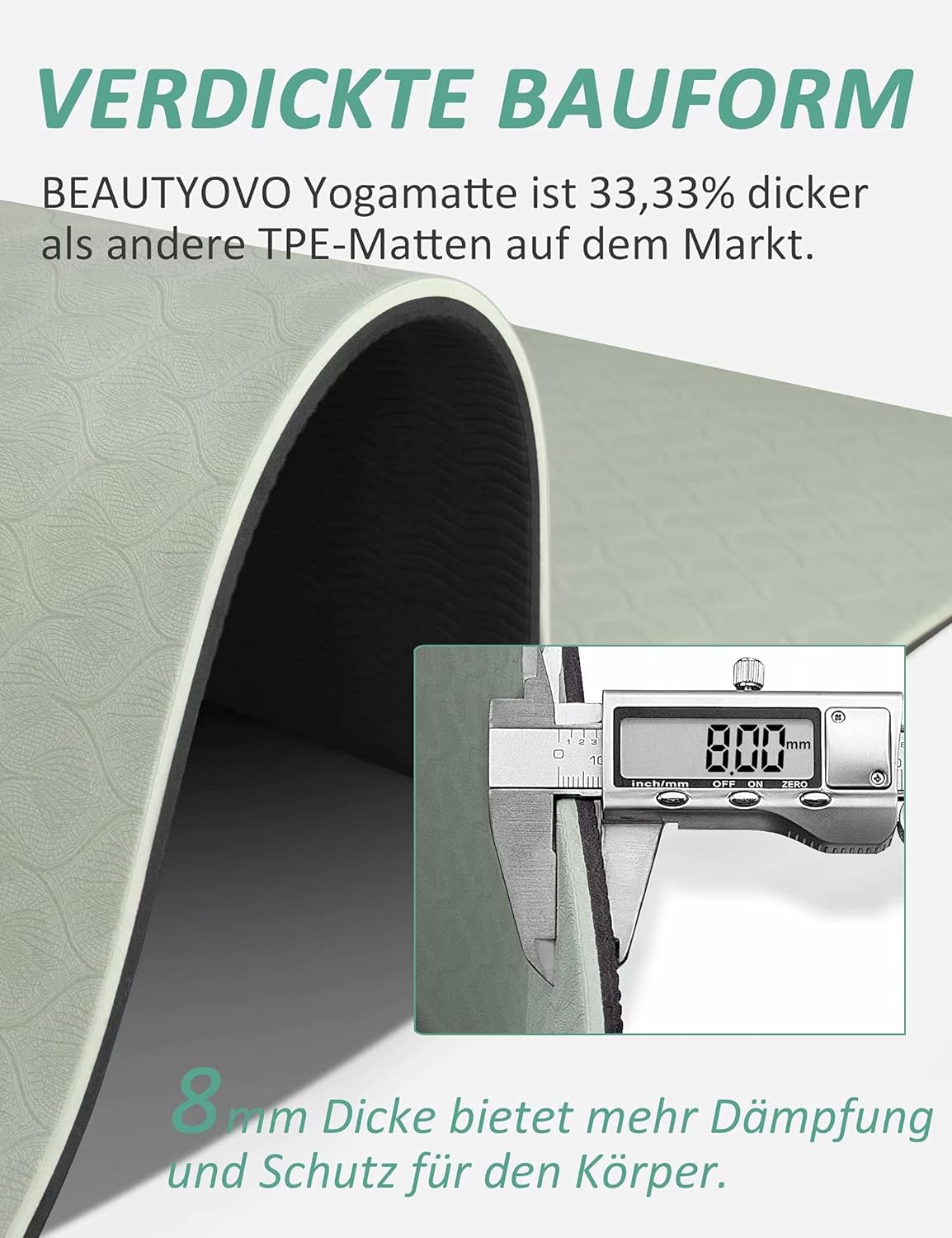 BEAUTYOVO Yoga Mat with Strap, 1/3 Inch Extra Thick Yoga Mat Double-sided Non Slip, Professional TPE Yoga Mats for Women Men, Workout Mat for Yoga, Pilates and Floor Exercises - Image 3