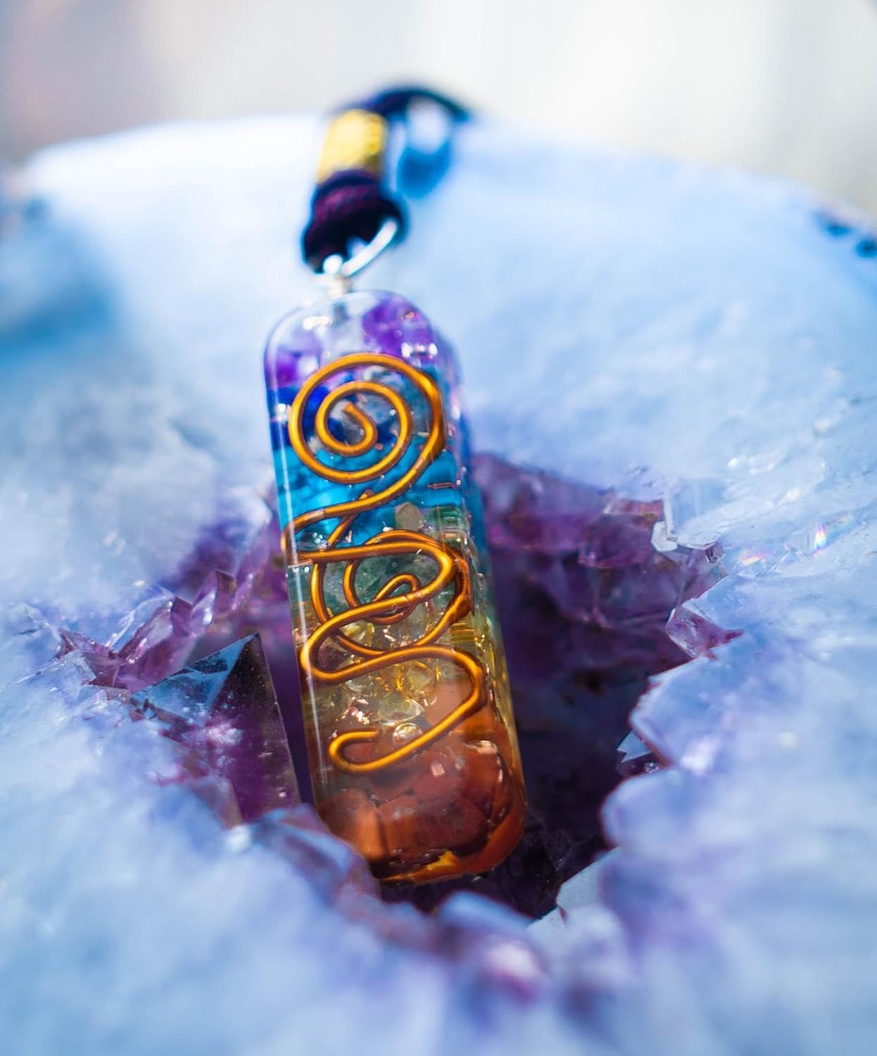 Orgonite Crystal Handmade Seven Chakra Pendant with Adjustable Cord - Orgone Healing Stone Necklace for Spiritual Balance, Meditation, Yoga, Reiki, Gift for Men and Women - Image 6