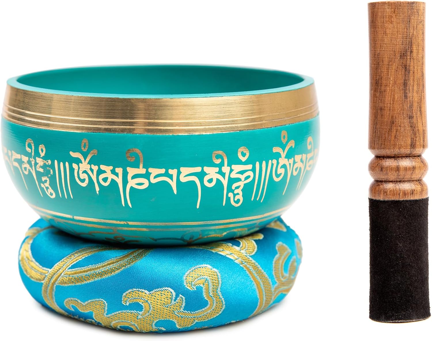 Tibetan Singing Bowl Set - 4" Easy To Play Authentic Handmade For Meditation Sound 7 Chakra Healing By HIMALAYAN BAZAAR (Turquoise Blue, 4") - Image 5