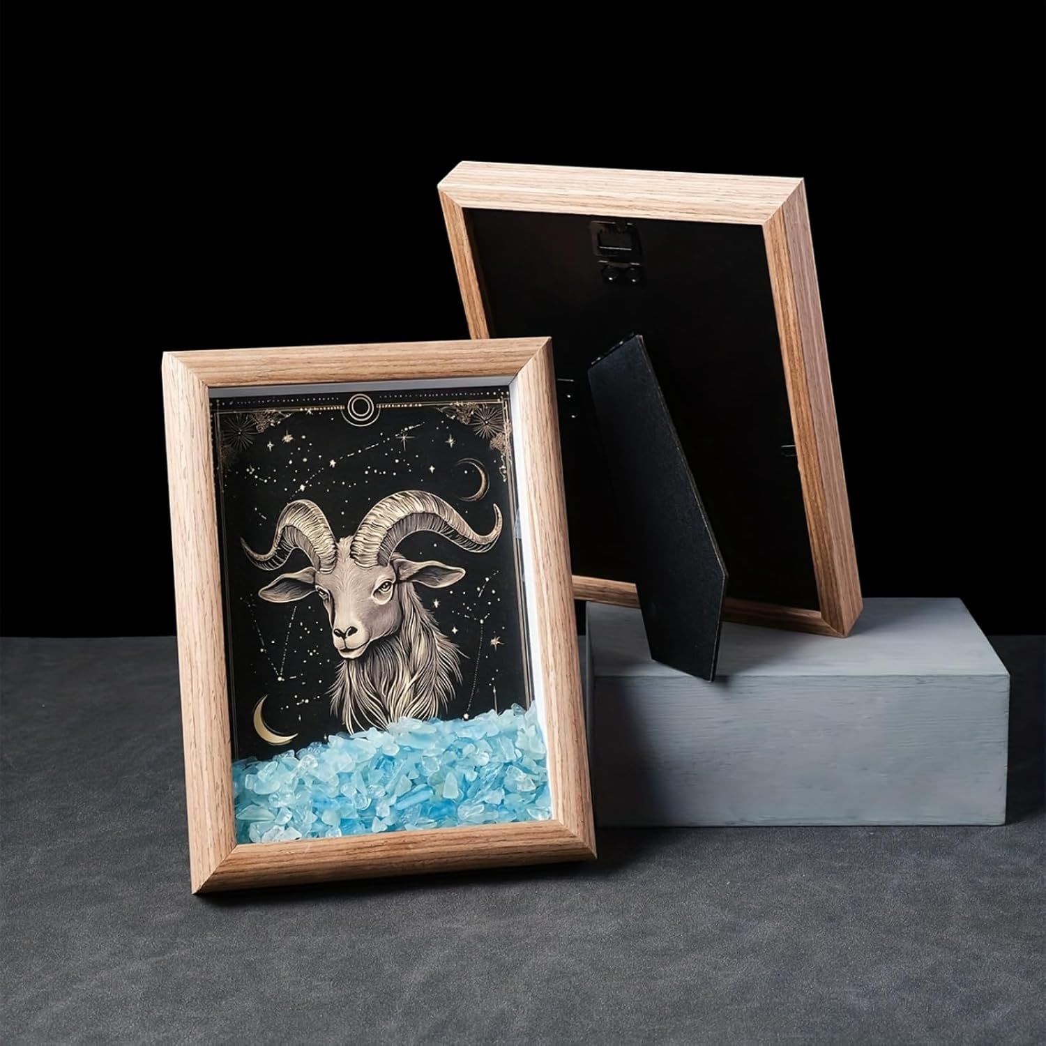 Natural Crystal 12 Zodiac Sign Photo Frame, 12 Zodiac Sign Night Sky Home Desktop Or Wall Decoration, Meditation Yoga Reiki Birthday Gift-Libra - Lapis Lazuli - Image 5