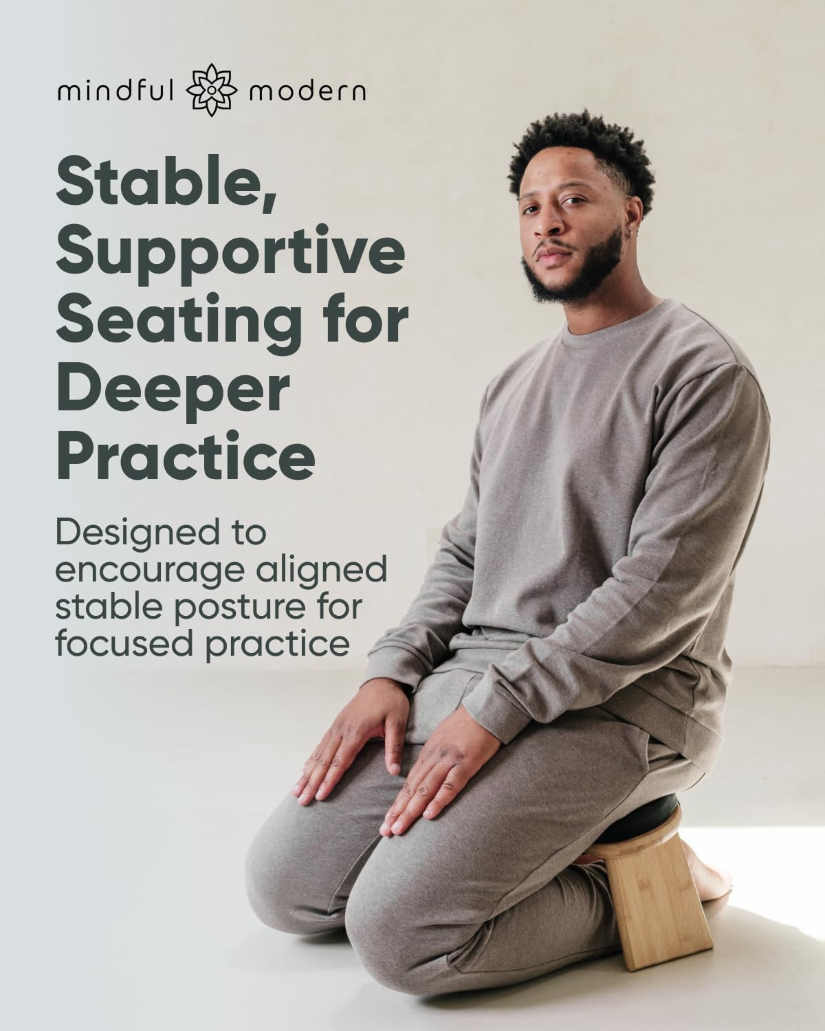 Mindful Modern Folding Meditation Bench - Bamboo Kneeling Stool w/Locking Magnetic Hinges - Prayer Kneeler Seiza Chair w/Soft Pillow & Travel Bag - Image 6