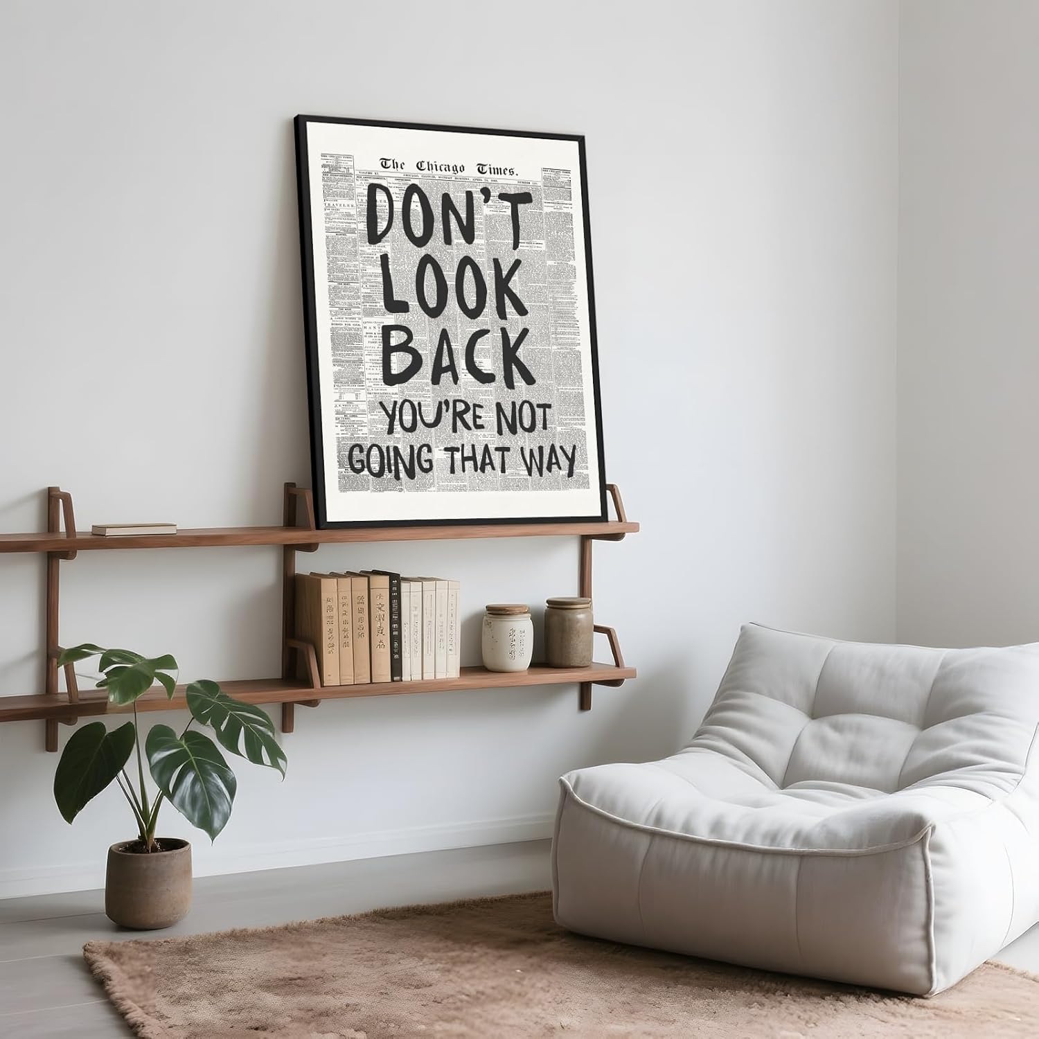 Framed Retro Newspaper Wall Art Trendy Black and White Poster Dont Look Back Inspirational Quote Posters Positive Motivational Affirmation Canvas Print Preppy Aesthetic Office Bedroom Decor 8x12inch - Image 5