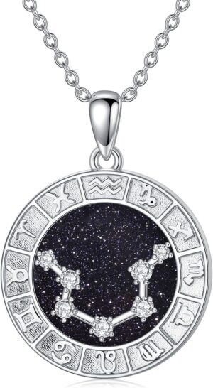 12 Zodiac Sign Necklace 925 Sterlin...