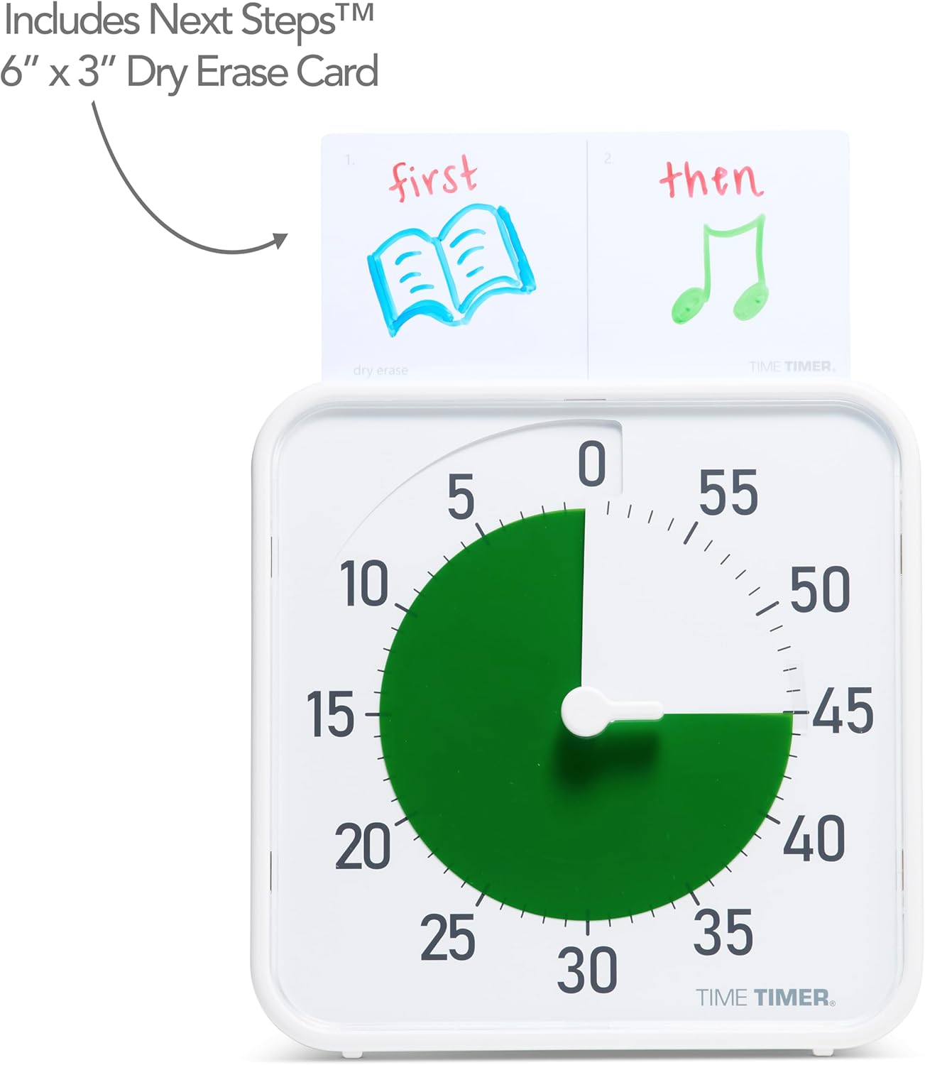 Time Timer Original 8" Visual Countdown Timer – Medium 60-Minute Silent Classroom Visual Timer for SEL, Emotional Regulation, Focus, Calm Transitions, ADHD, Autism – (Green & White) - Image 2