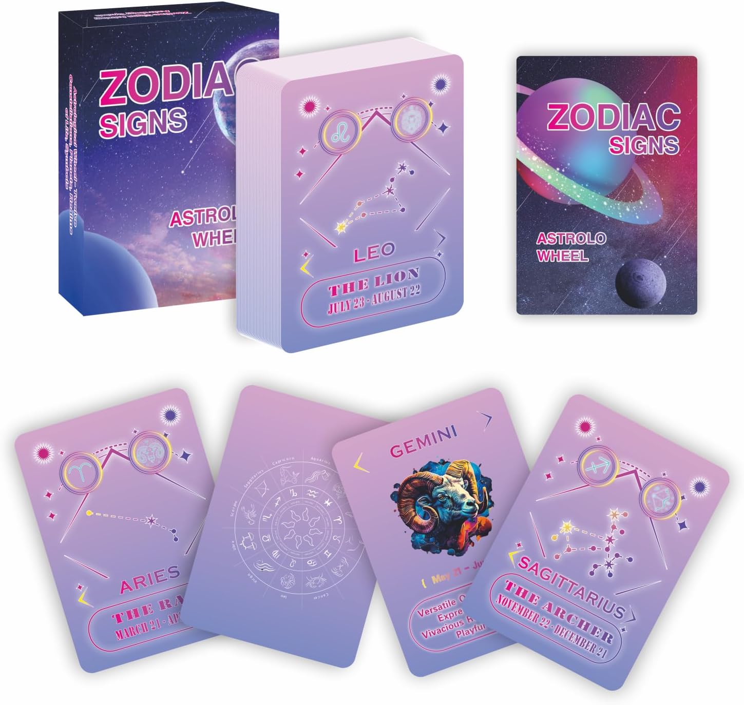 Constellation Oracle Cards, Astrology oracle deck, twelve zodiac signs, wheel charts, correct dates and colors of The twelve zodiac signs,Including their zodiac signs and key personality traits - Image 3