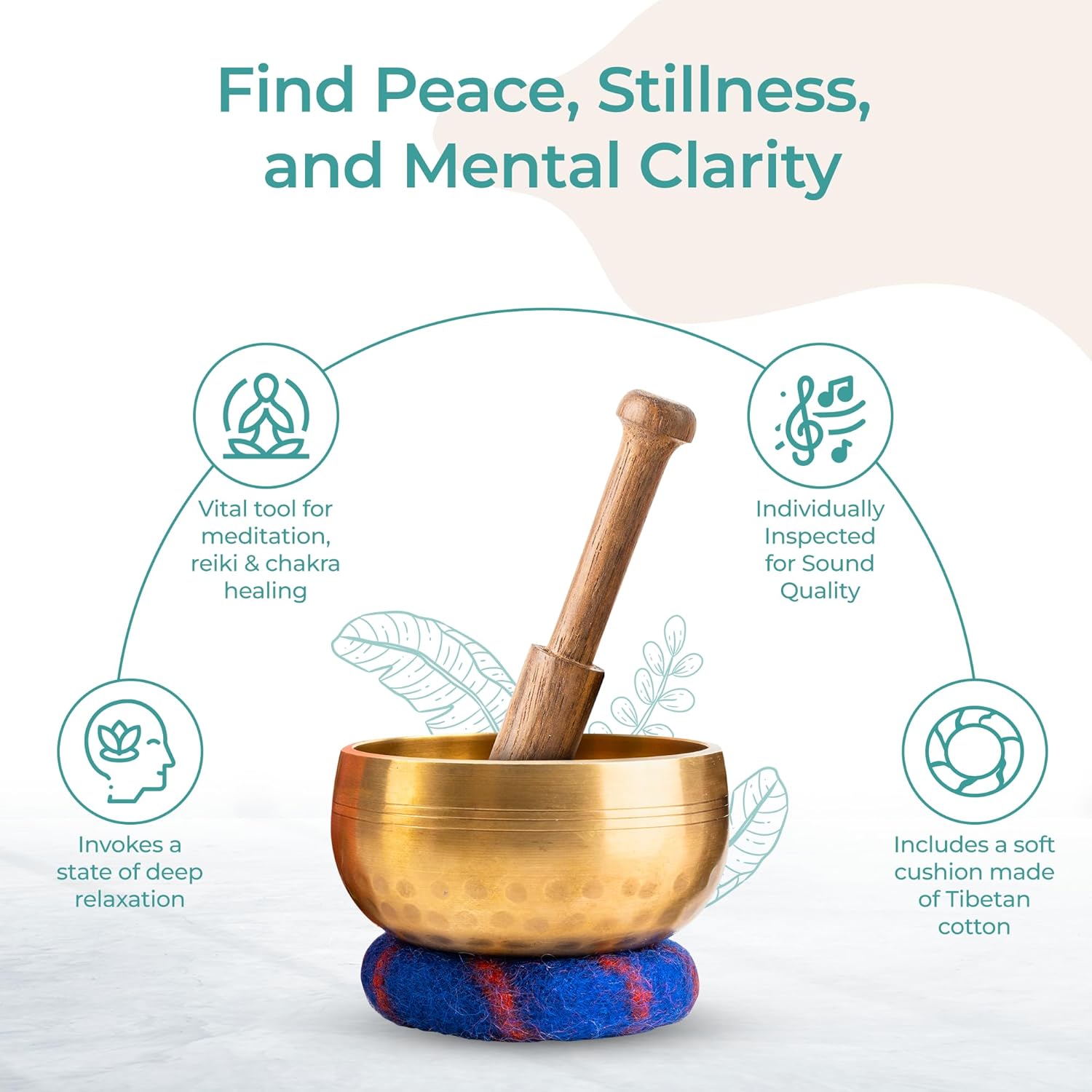 Handcrafted Tibetan Singing Bowl Set – 3.5” Sound Bowl for Meditation, Sound Healing & Yoga – Healing Instrument with Wooden Striker & Cushion – Authentic Hand-Hammered in Nepal - Image 3
