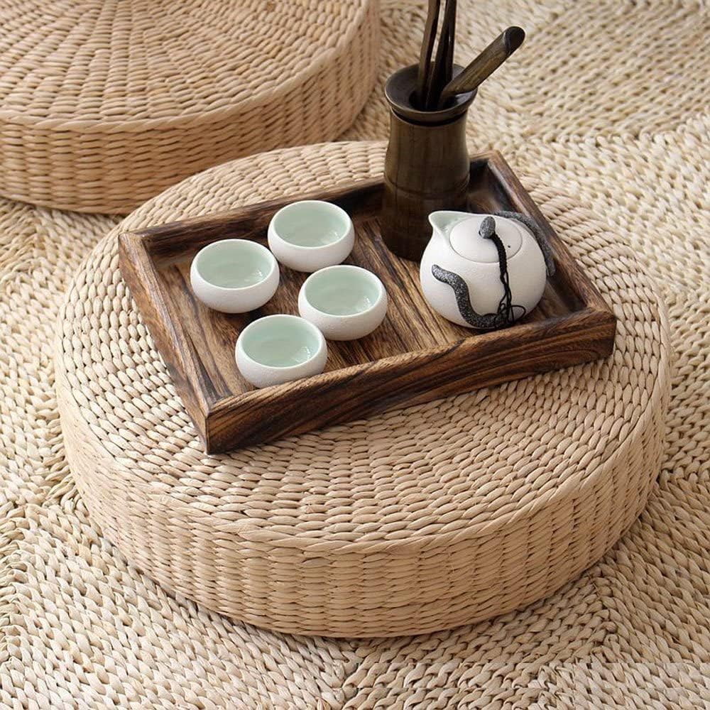 HUAWELL Japanese Style Handcrafted Eco-Friendly Breathable Padded Knitted Straw Flat Seat Cushion, Hand Woven Tatami Cushion Best for Zen, Yoga Practice or Buddha Meditation (19.7) - Image 3