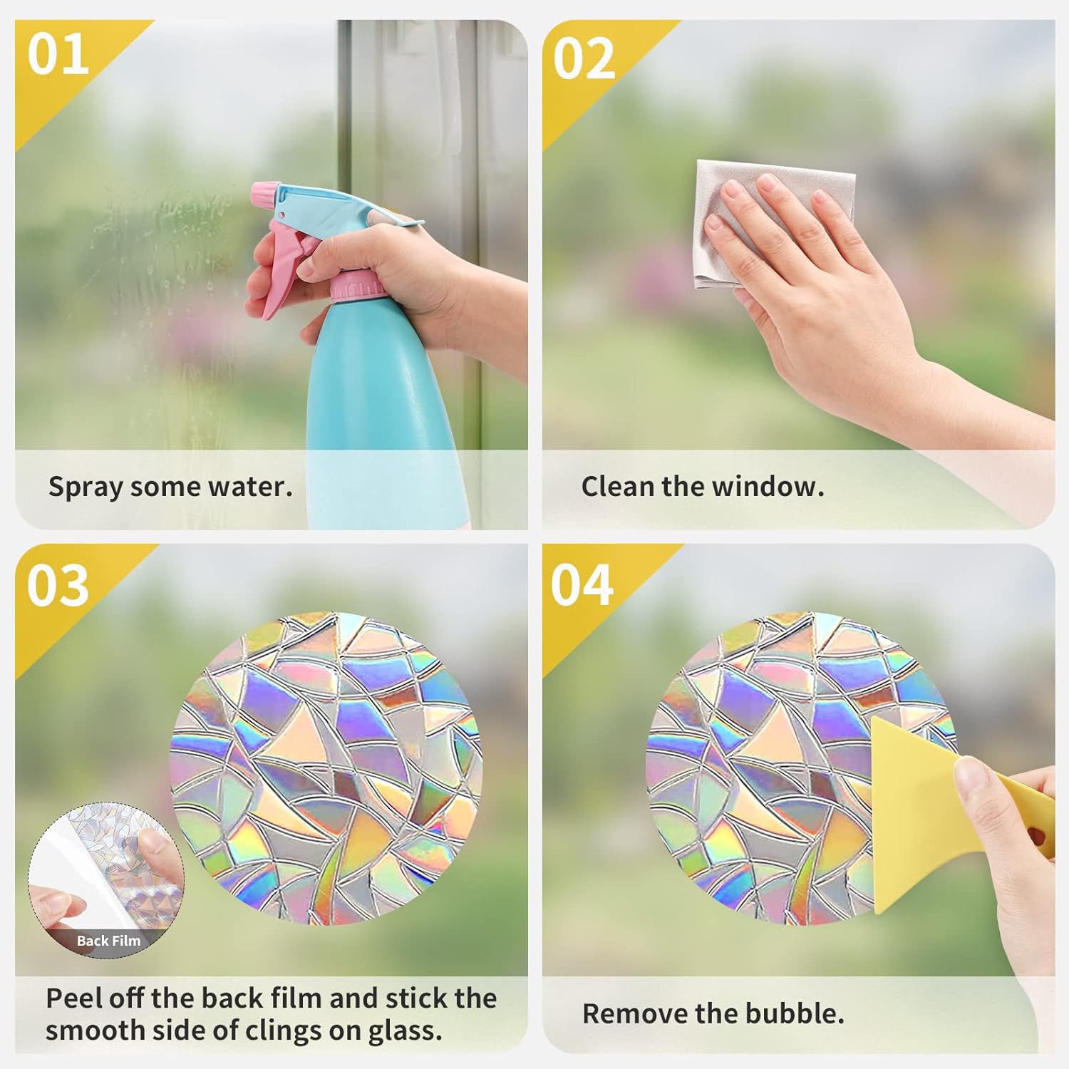 Window Decals for Birds Strikes, DELLAN 35 Anti-Collision Bird Deflectors, Suncatcher Stickers Rainbow Window Clings for Glass Windows - Image 6