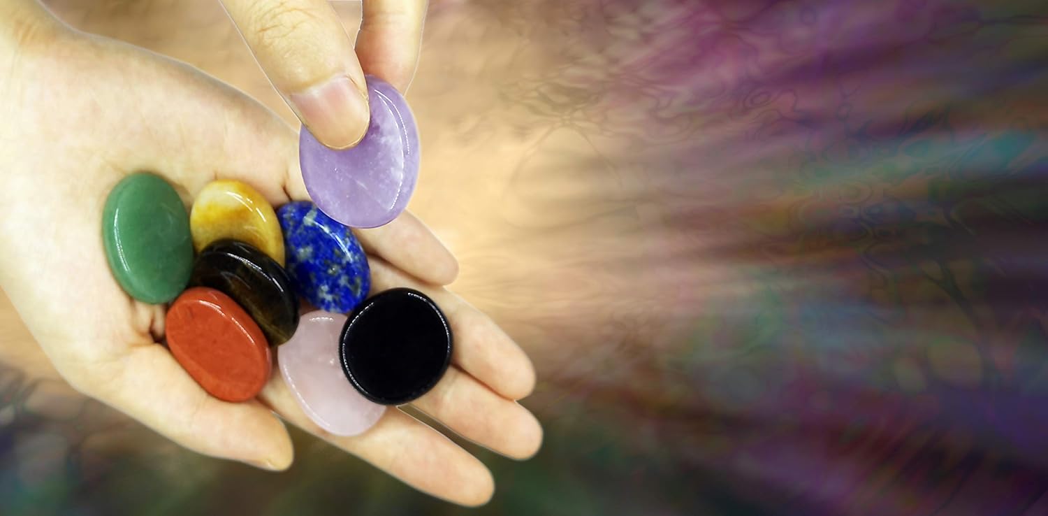 Worry Stones Set of 8 – Polished & Tumbled Crystals and Healing Rocks, Natural Chakra Worry Stones for Meditation, Grounding, Reiki, Anxiety & Stress Relief and Daily Calm - Image 5