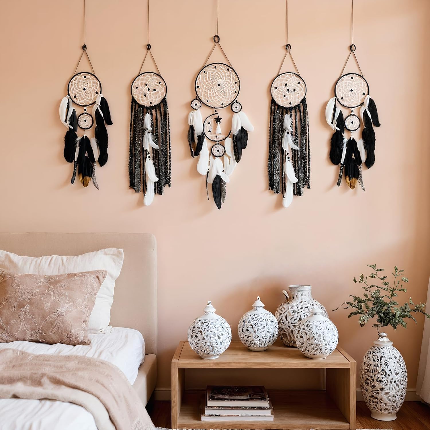 Dream Catcher Wall Decor,Large Boho Dream Catcher with Luxurious Feathers & Beads, Handmade Wall Hanging for Bedroom,Living Room, Gift Ready for Girls & Adults (Pink) - Image 7