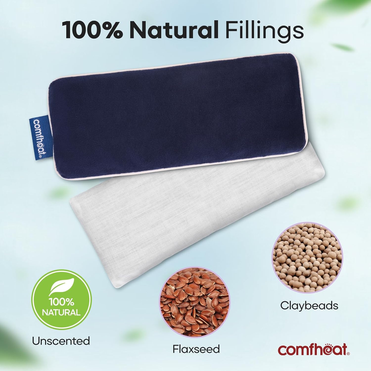 Unscented Weighted Eye Pillow - Soft Plush Removable Cover, Moist Heat & Cold Therapy, Natural Aromatherapy Eye Compress Pillow for Relaxation, Yoga, Meditation, and Sleep, Navy Blue - Image 3