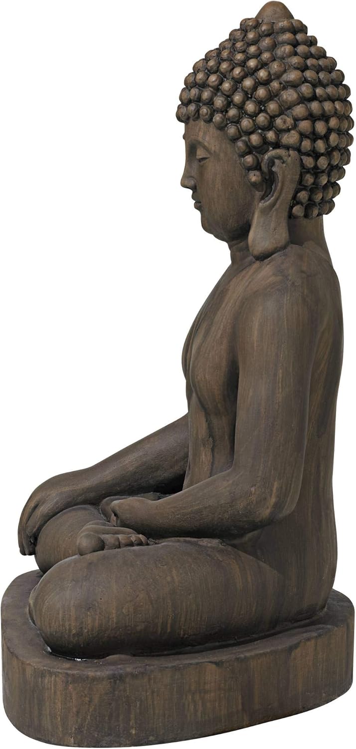 John Timberland Sitting Buddha Statue Sculpture Zen Asian Japanese Garden Decor Outdoor Front Porch Patio Yard Outside Home Balcony House Dark Sandstone Faux Stone Finish Resin 29 1/2" Tall - Image 5