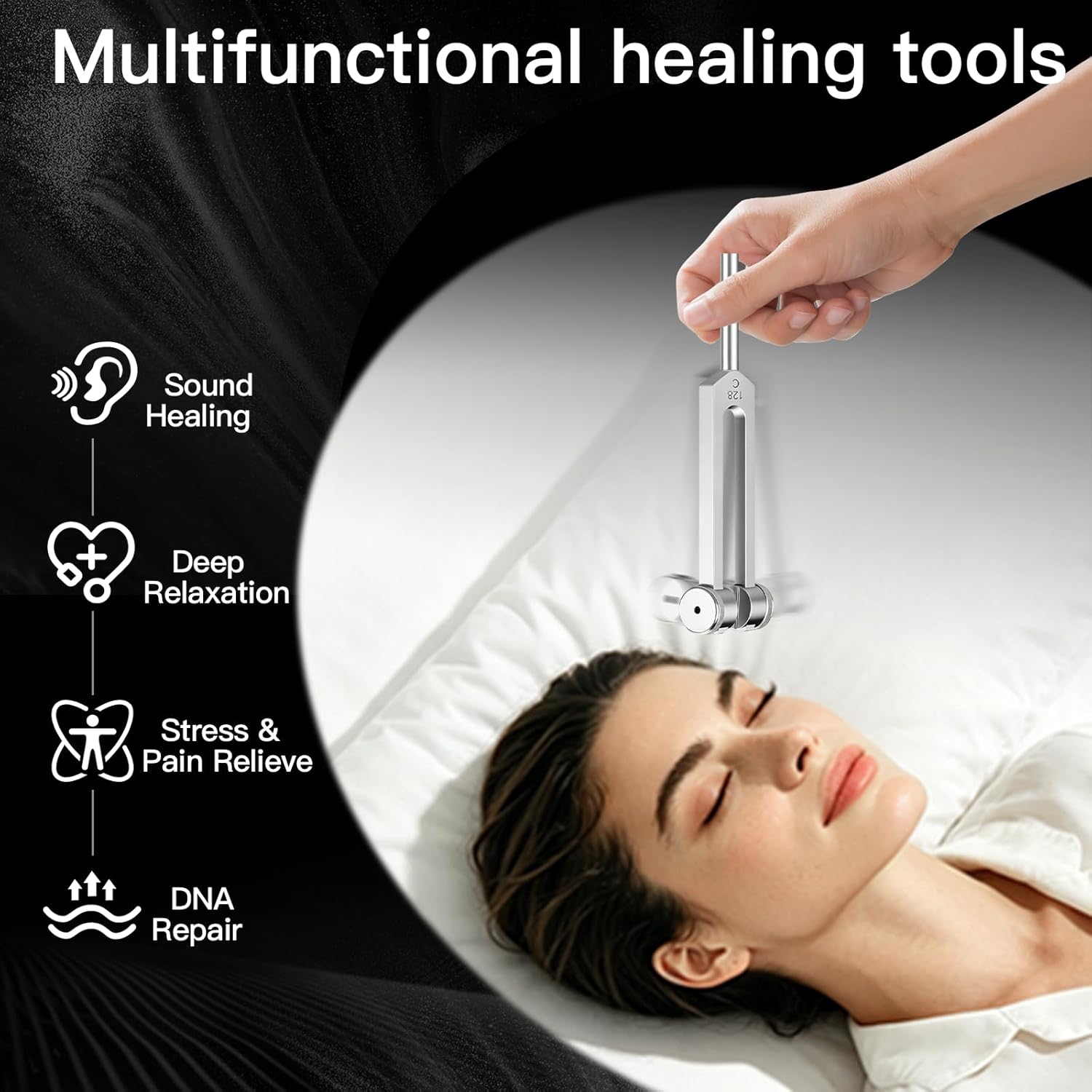 128 Hz Tuning Forks for Healing Weighted Tuning Fork for Relieve Stress and Tension Balance Chakra,Healing/Sound Therapy, Professional Tuning Fork 128 C Essential Yoga and Meditation Accessories - Image 4