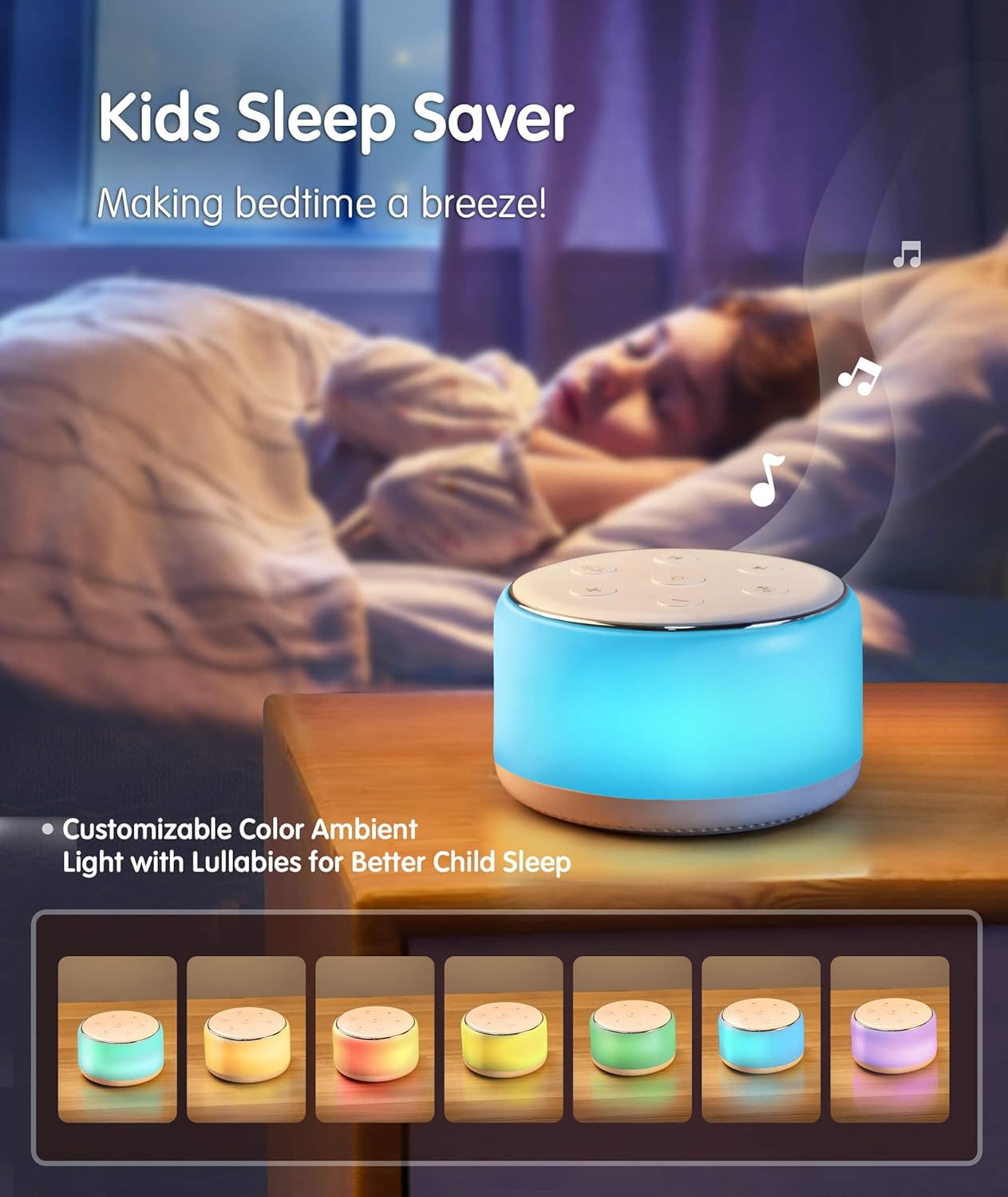 FamiSym White Noise Sound Machine Baby for Sleeping with Night Light – 34 Soothing Sounds, Rechargeable White Noise Machine for Kids Adults, Portable Lullaby Sleep Machine Baby Soother Home Travel - Image 4