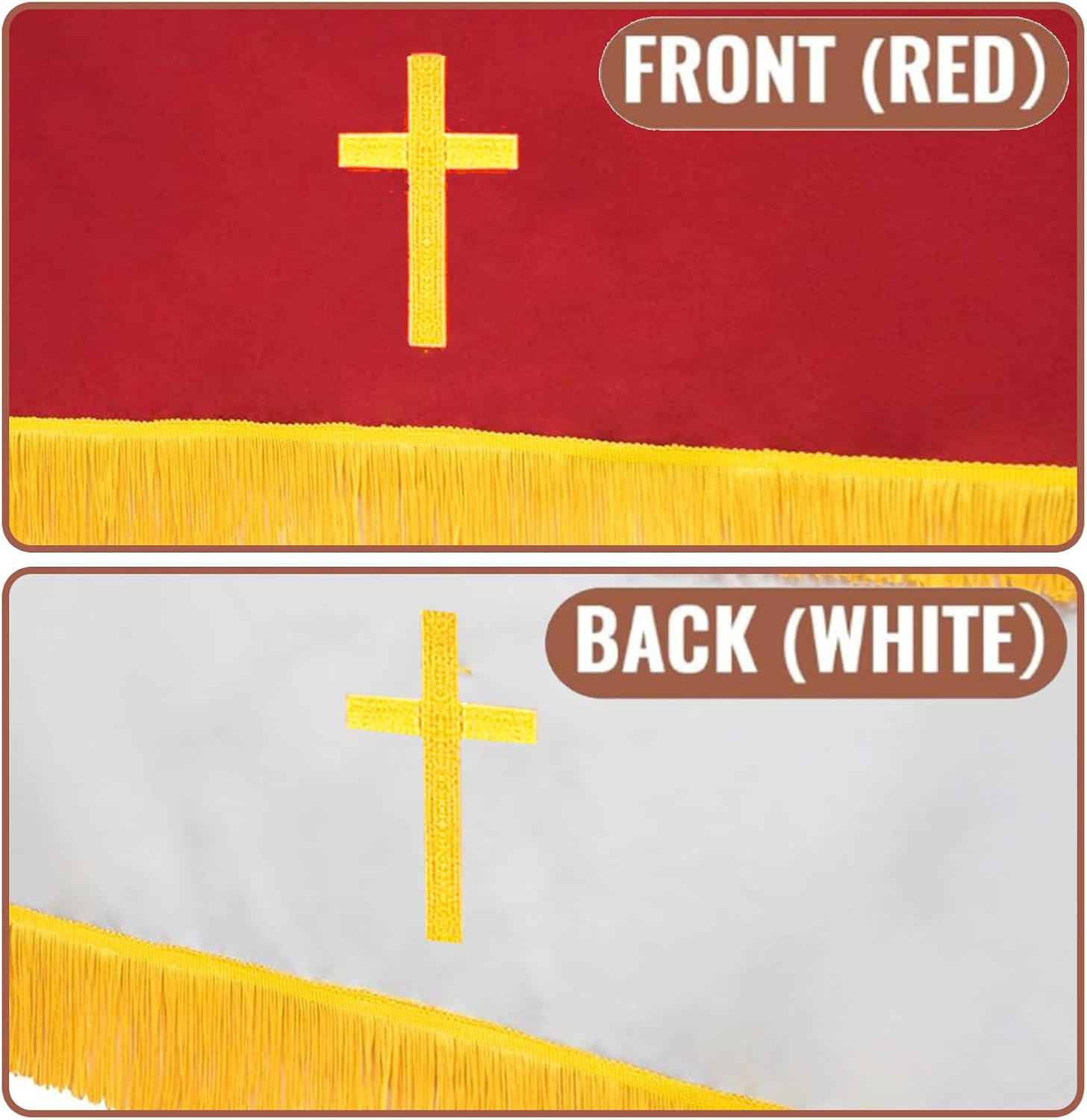 Set of 3 Reversible Parament Set,Pulpit Scarf and Communion Table Runner Bible Bookmark with Embroidered Cross Church Pulpit Accessories - Image 6