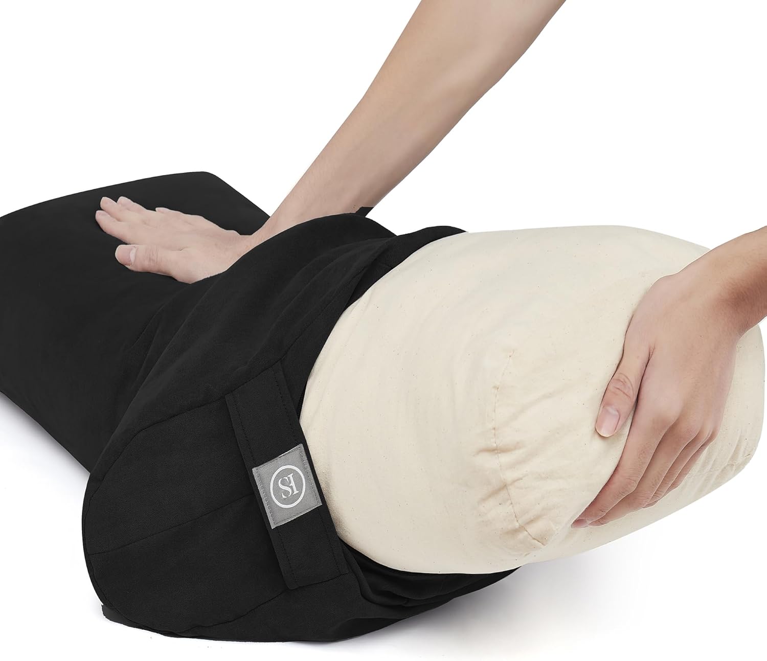 Meditation Cushion Bolster Pillow for Restorative Yoga – Supportive Cushion for Meditation, Pilates, and Relaxation – Filled with Buckwheat Hulls - Removable Cover - Image 4