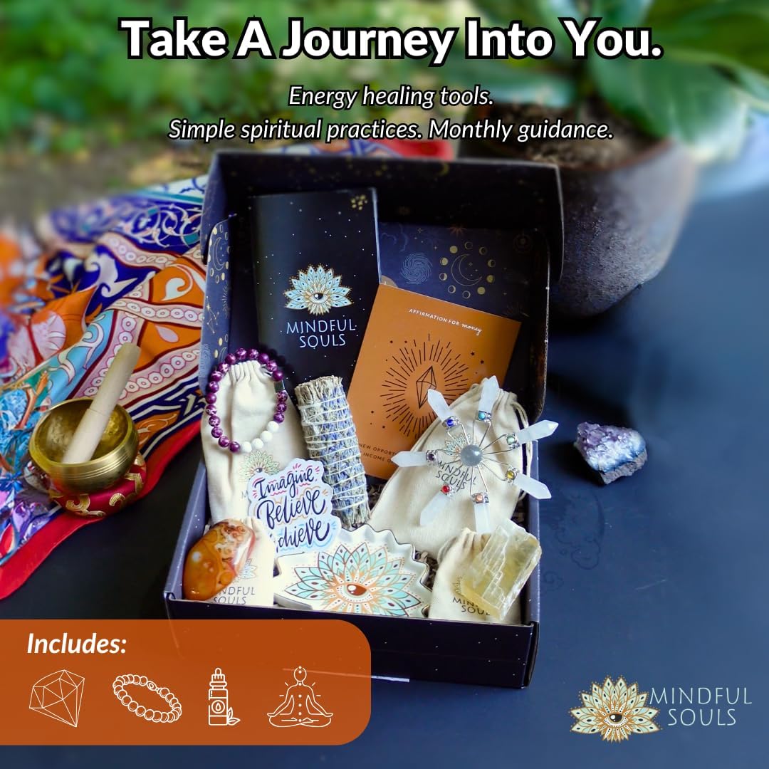 Mindful Souls Spiritual Healing Gift Set – Meditation & Mindfulness Box with Buddha Figurine, Healing Crystals, Mala Beads, Essential Oil & Gemstone Jewelry – Holistic Self-Care & Inner Peace Kit - Image 4