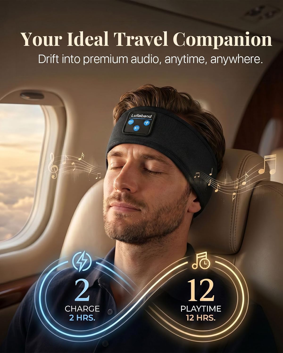Lullaband Sleep Headphones, Bluetooth Headband Headphones with 12-Hour Battery, Soft Headband for Sleeping, Travel, Exercise, Yoga & Relaxation - Image 5
