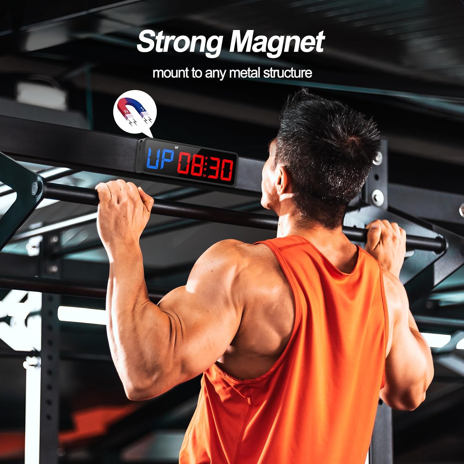 ANJANK Small Portable Gym Timer Clock, Strong Magnet, Workout Interval Timer with Powerful Battery, Stopwatch, Remote Control, Adjustable Brightness, Fitness Digital Timer for Home/Garage/Boxing - Image 3