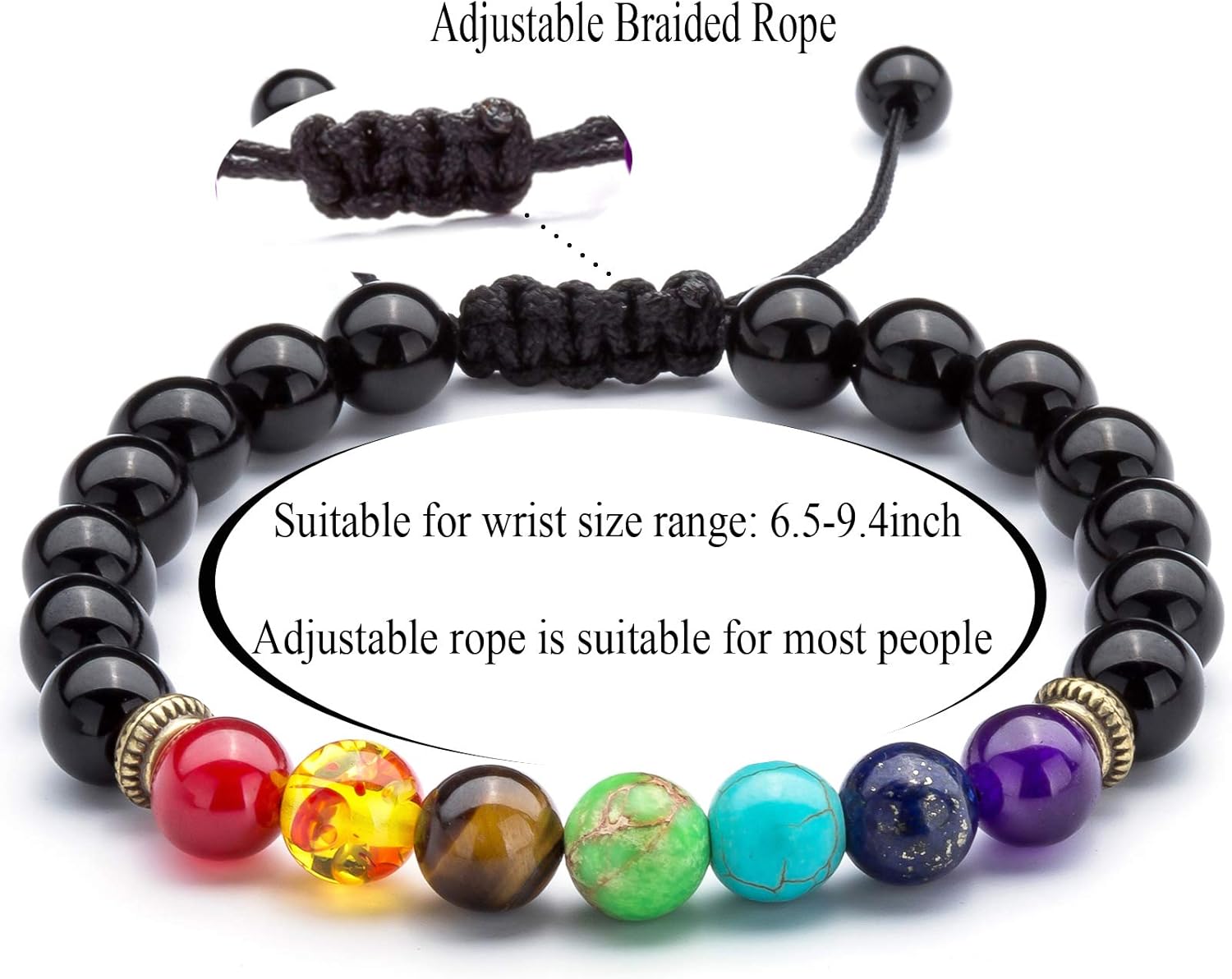 Men Women 8mm Lava Rock Beads Chakra Bracelet Braided Rope Natural Stone Yoga Bracelet Bangle - Image 4
